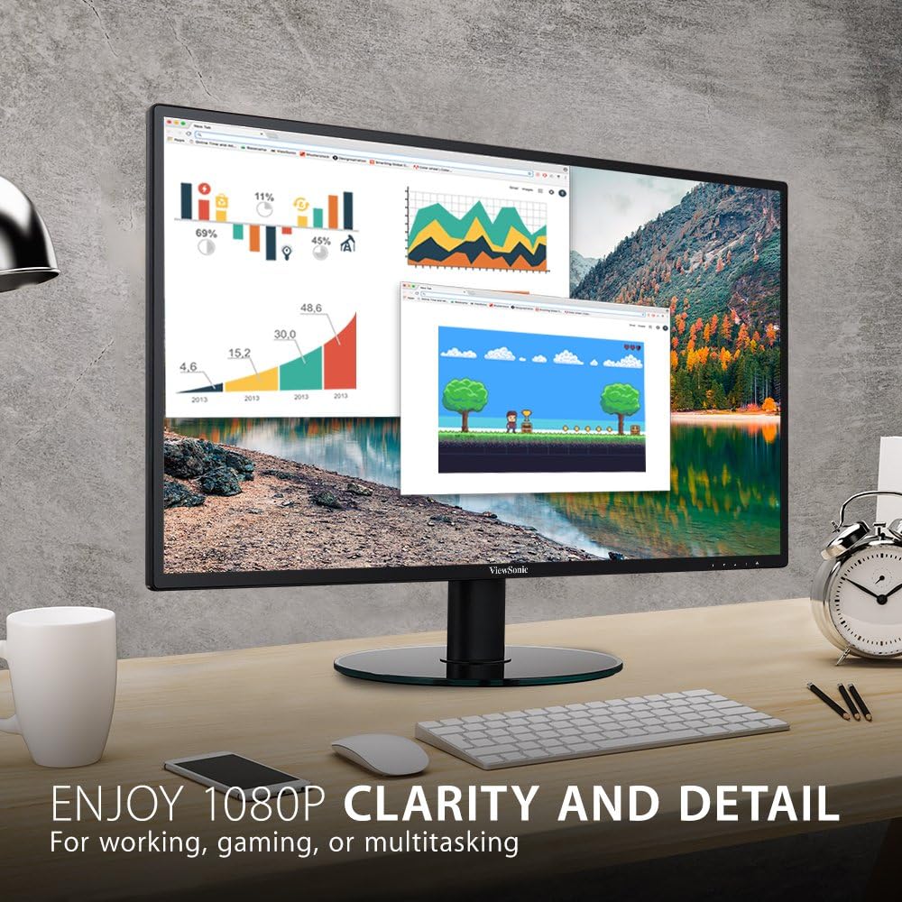 ViewSonic VA2746MH-LED 27 Inch Full HD 1080p LED Monitor with HDMI and VGA Inputs for Home and Office Black
