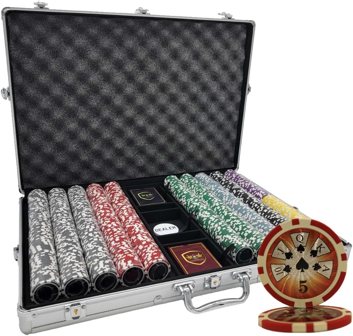 MRC 1000pcs High Roller Casino Poker Chips Set with Aluminum Case Custom Build