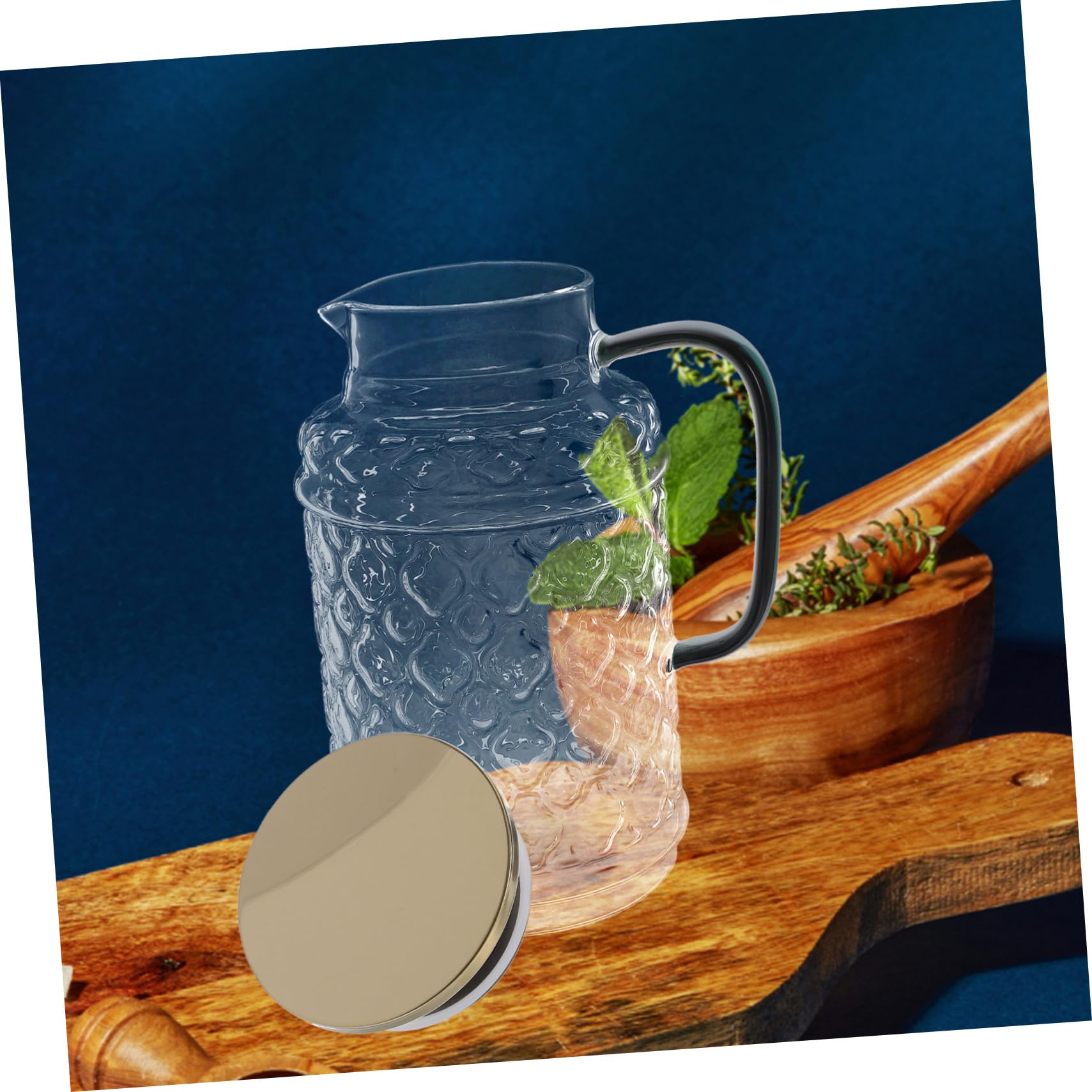 Jarra de Agua de Vidrio con Tapa de 1.7l, Vidrio Grueso Fácil de Limpiar, Diseño Clásico y Delicado para Refrigerador y Bebidas Frías