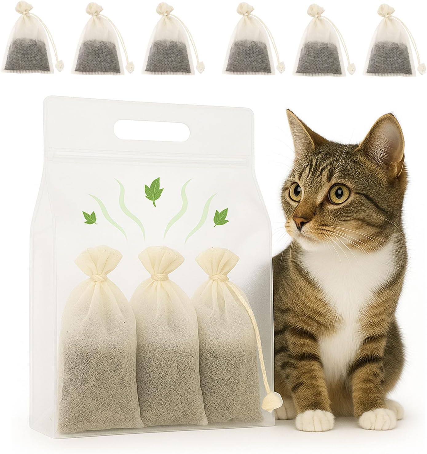 2Pcs Catnip Refill Bag with 6Pcs Catnips Tea bagss, Catnipss Refresh Bags for Storage and Refills, Organic Cat nip Refillss for Catnipss Toy, Catnip Refresh Kit
