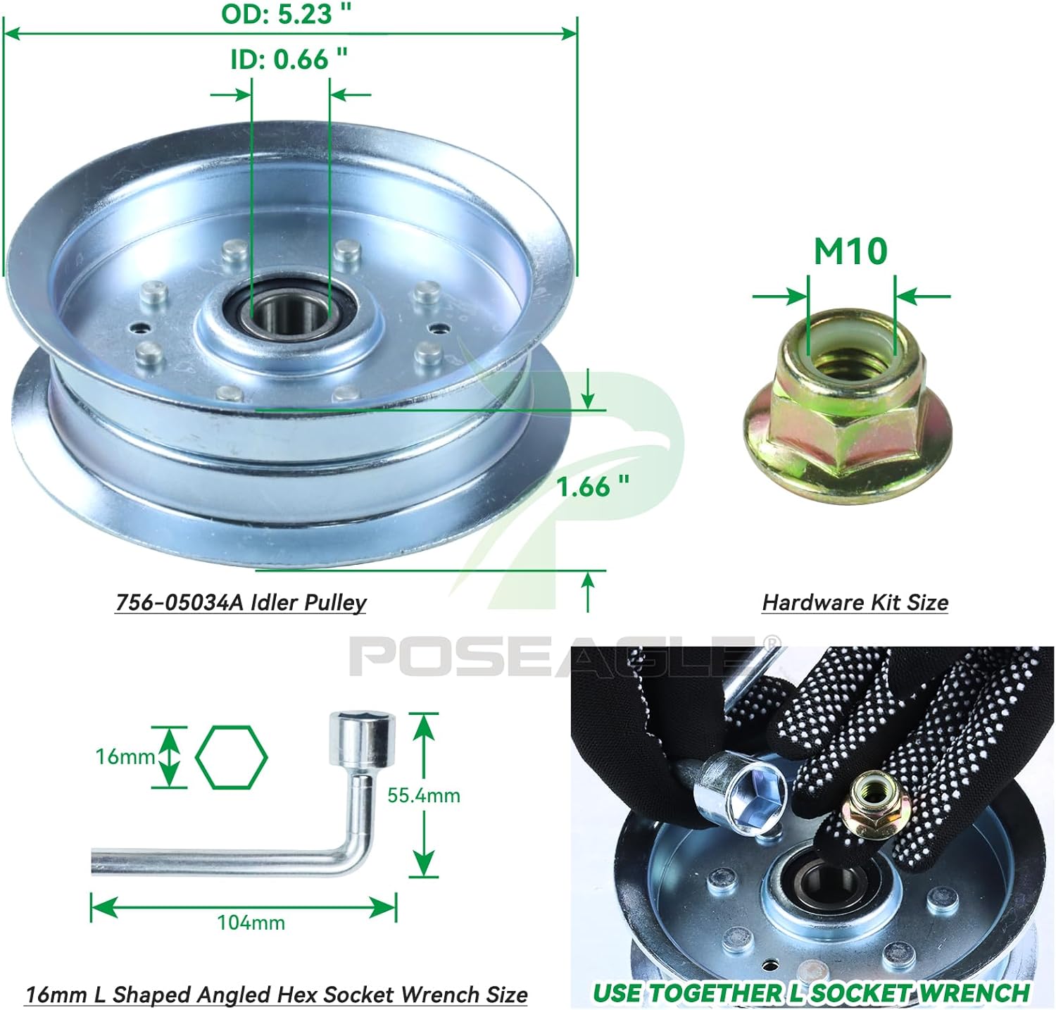 3 Pack Pre-Greased 918-06980 Spindle Assembly with 756-05034A Idler Pulley for XT1-GT50, RZT-S50, RZT-LX50, RZT-L50, RZT-S50KH, RZT-SX50, ZT2-50, ZT1-50, ZT-L50, G8200, G8300 Lawn Tractors