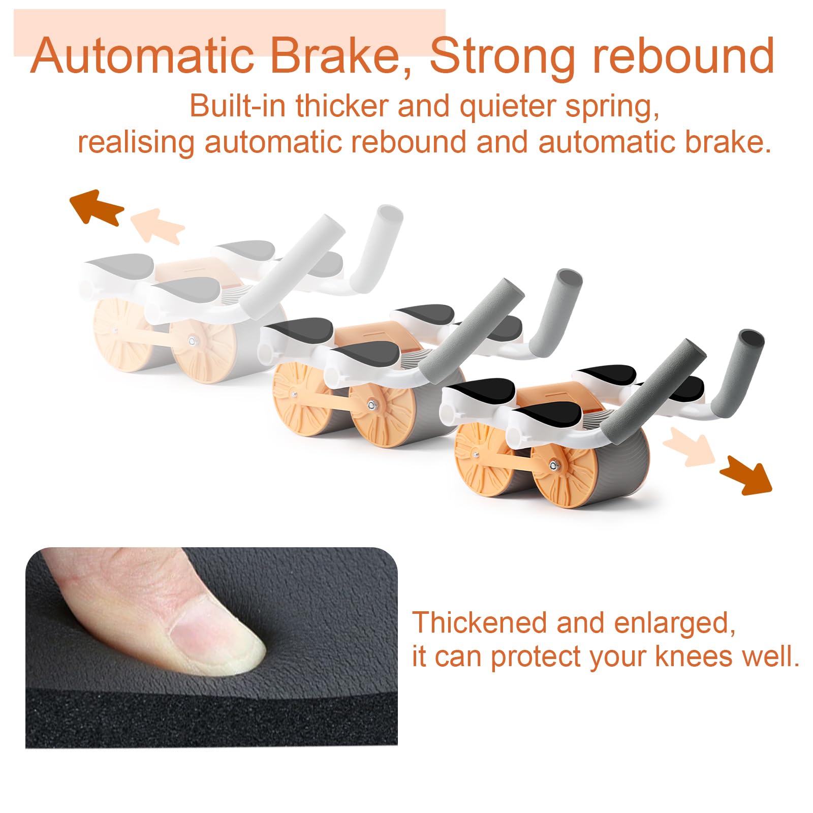 Rebound Aabdominal Wheel, Rullo per addominali, per addominali, per addominali, con supporto per gomiti, per uomini e donne, doppia ruota stabile