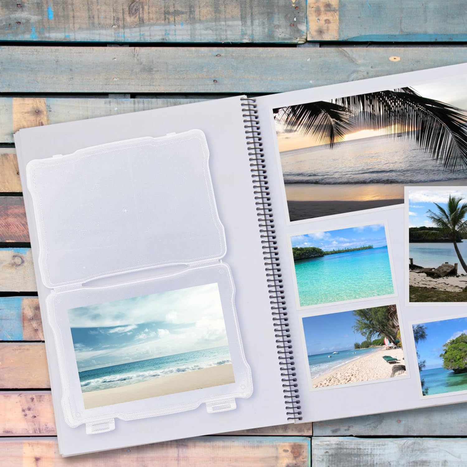 UPKOCH Photo Storage Box 5x7 Inch Plastic Organizer for Photos, Greeting Cards, and Small Parts, Multipurpose Craft Storage Container for Desktop Use