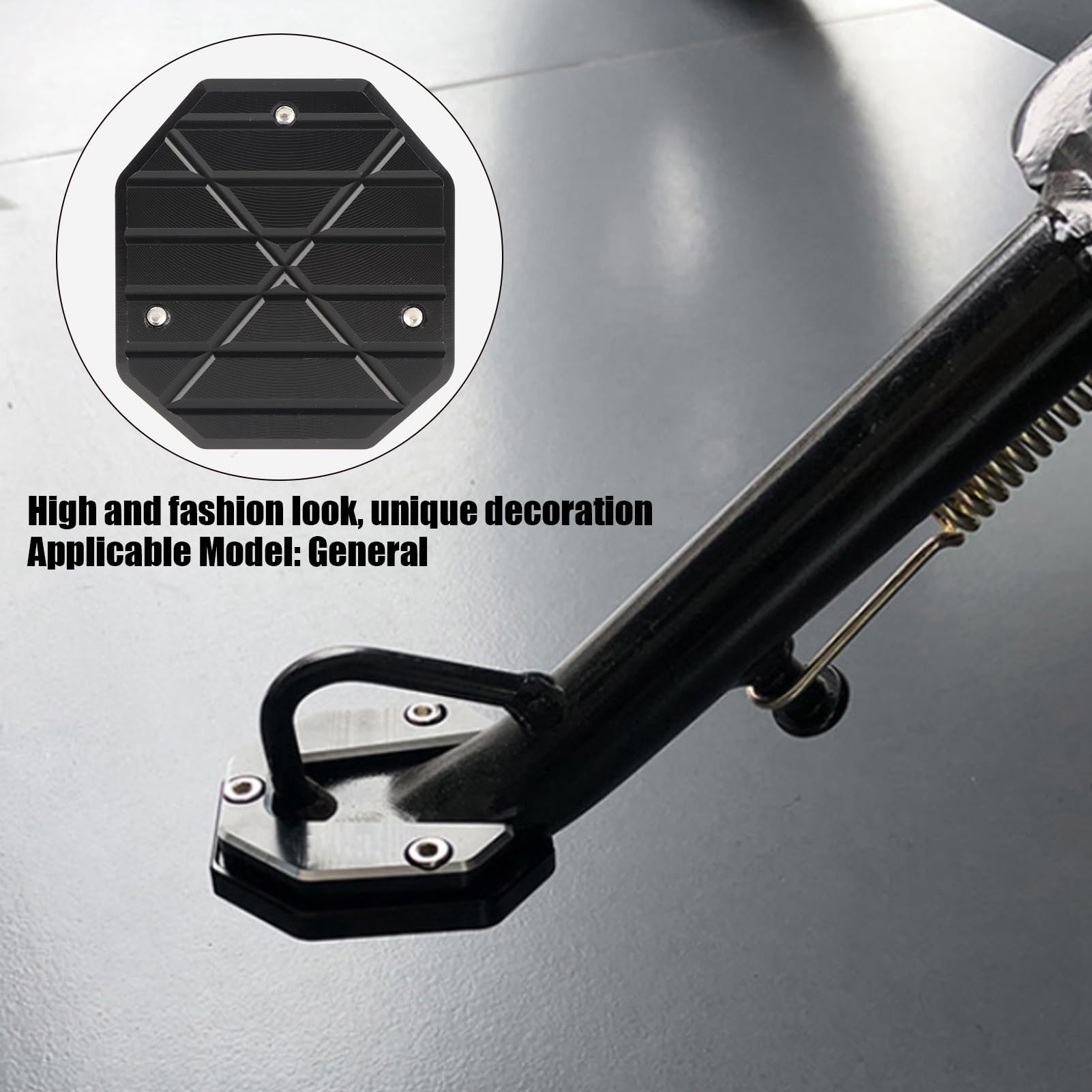 Universele Motorfiets Antislip Vergrote Basis Standaard Extender Voet Zijstandaard Verlenging Pad Ondersteuningsplaat(ZWART