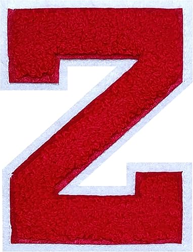 Miniatura 68 de 2 parches de letras de felpilla termo-adhesivas de 4.5 pulgadas, parches de letras universitarias con puntada de felpilla roja/blanca para ropa (H)