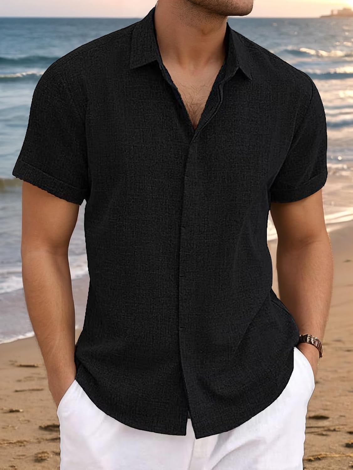 Camisa masculina de linho de manga curta casual com botões para homens verão praia casamento camiseta leve masculina casual em promoção! Veja a oferta e mais achadinhos de Camisetas 4 Hoje é o melhor dia para comprar Camisa masculina de linho de manga curta casual com botões para homens verão praia casamento camiseta leve masculina casual com aquele preço maroto! Promoção! Aproveite a oferta! 4
