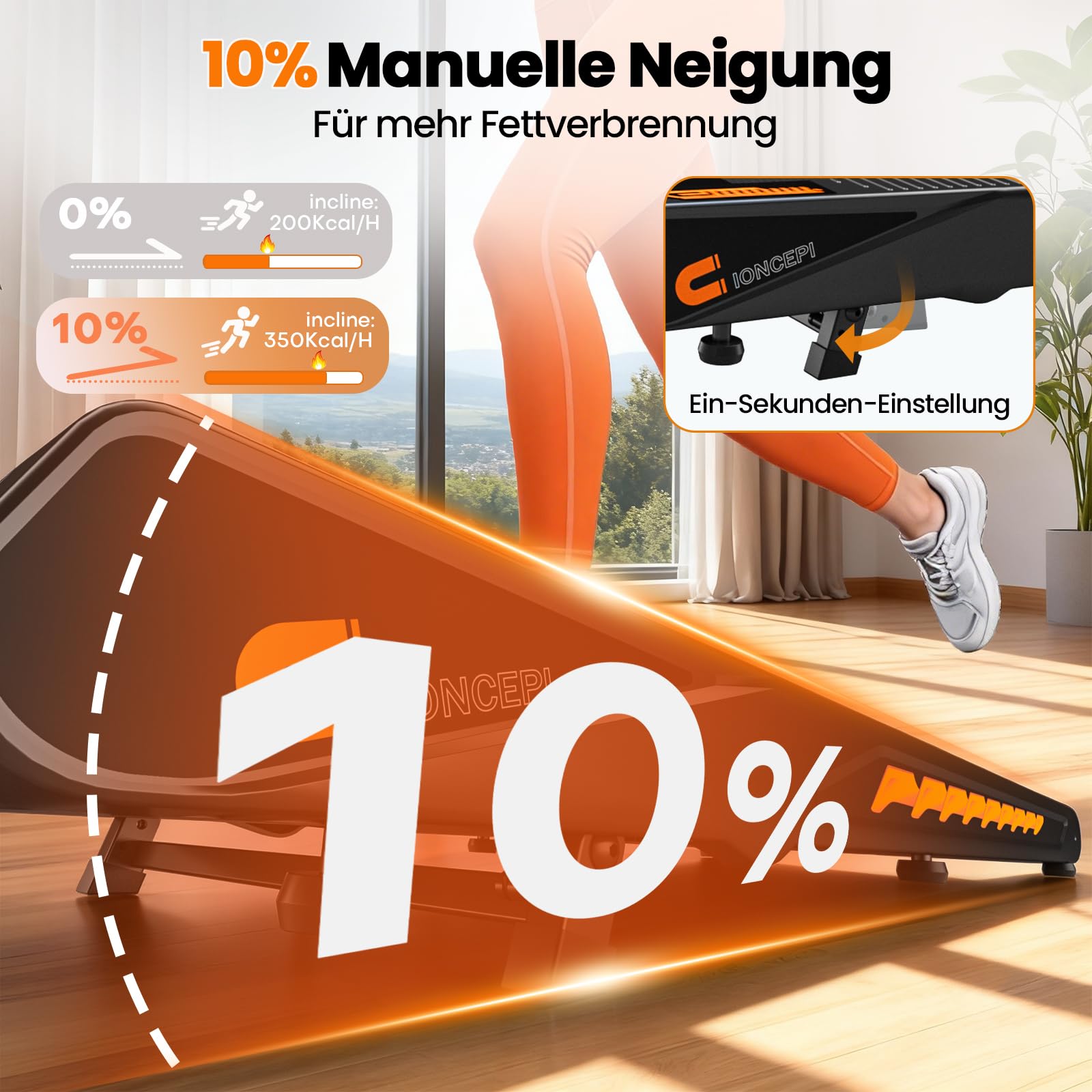 Walking Pad mit Bluetooth Lautsprecher, 4 in 1 10km/h Laufband für Zuhause mit 10% Steigung, 2,75 HP bürstenloser Treadmill für Zuhause & Büro mit LED-Display, 12 HIIT-Programme, Bis 160 kg