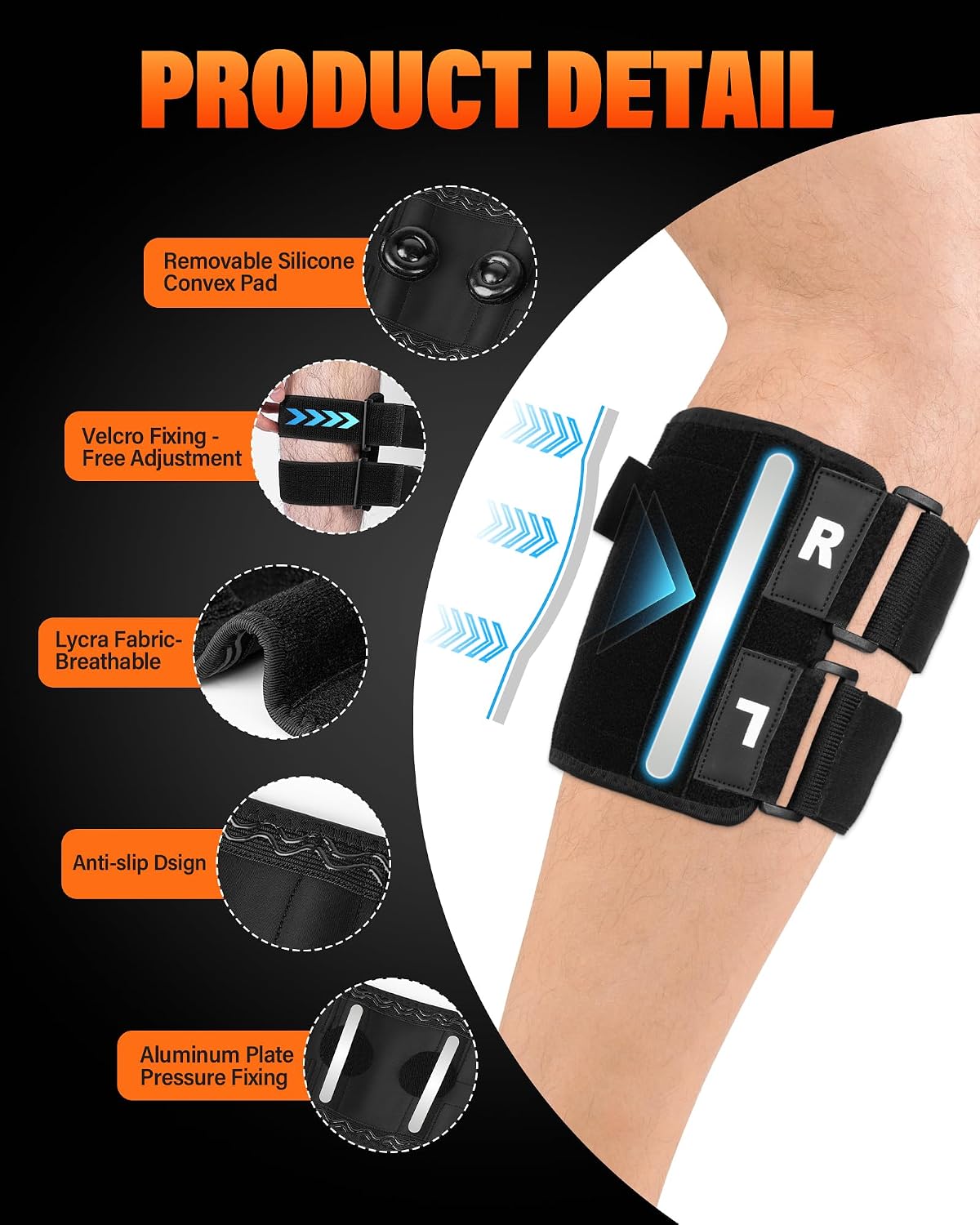 Calf Sciatica Relief Device Brace for Sciatica for Men，Calf Braces for Sciatica Relief, The Sciatica Leg Braces with Dual Pressure Pads（Black）