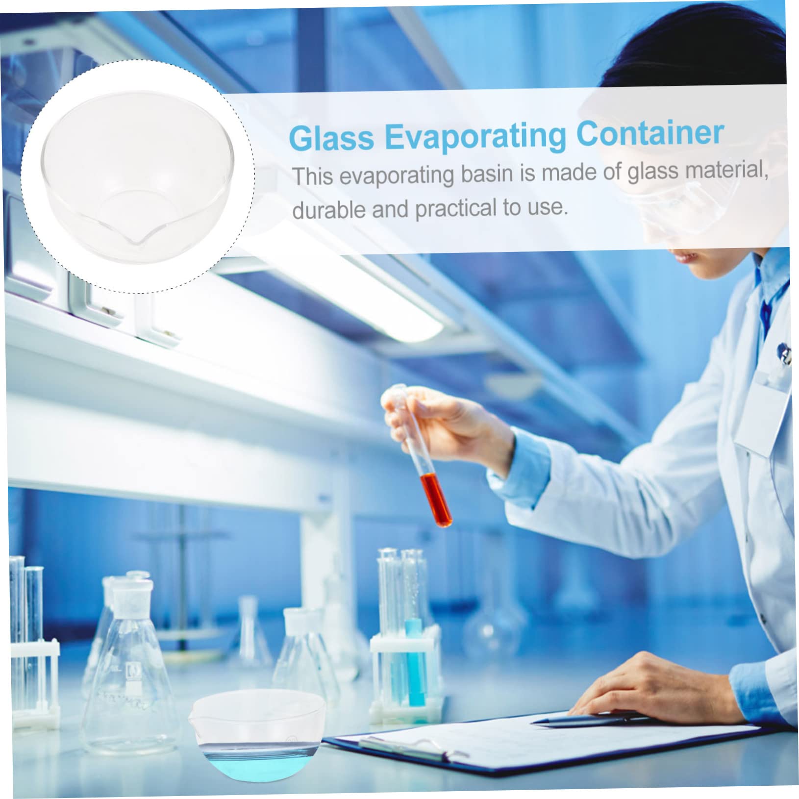 2pcs Evaporating Dish Petri Dishes Evaporating Bowl with Laboratory Dishes Basin for Reaction Clear Container Glass Evaporating Container Evaporating Basins Round Evaporating Bowls OSOLADY