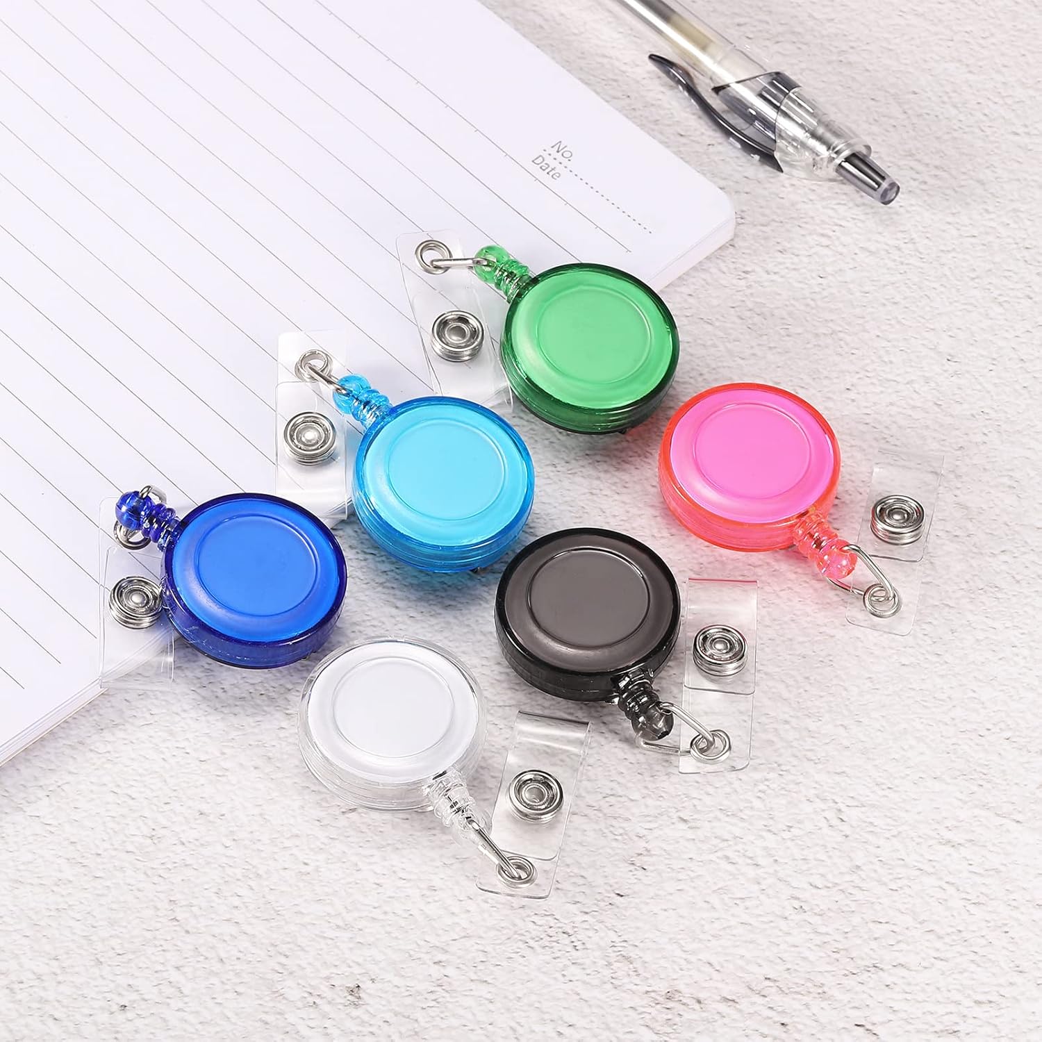 YOKIVE 格納式バッジホルダーリール ラウンドメタルクリップ 20個 | カードの識別に最適 オフィス 展示会 イベント(クリア