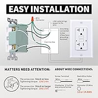 Vista 6 de Tomacorriente GFCI de 20 Amperios, Receptáculo GFI Resistente a Manipulaciones con Indicador LED, Interruptor de Circuito de Falla a Tierra