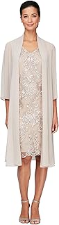 Women's Short Embroidered Dress with Illusion Jacket
