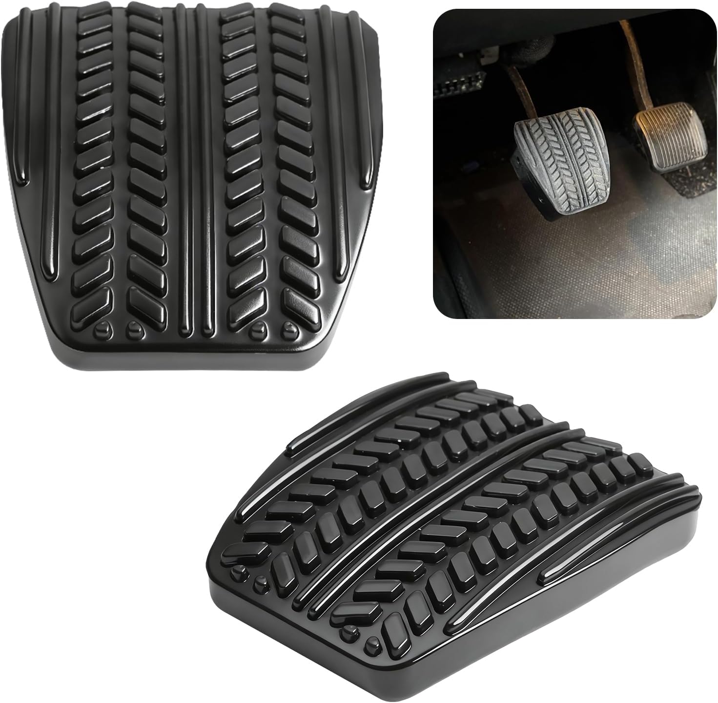 1 Pc 1.5'' E-Z Clutch Pedal Pad Extender & Replacement Covers, W/Screws & Hex Wrench, Compatible with Ford Mustangs Shelby Roush Saleen 1994-2023, for Manual Transmission Only, Replace#: EZ-MUS