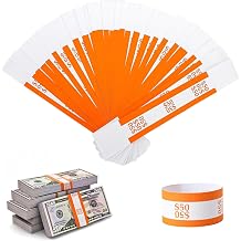 Self-Sealing Currency Straps - Pack of 100 Orange Bands for $50 Bills - Securely Organize and Transport Your Cash