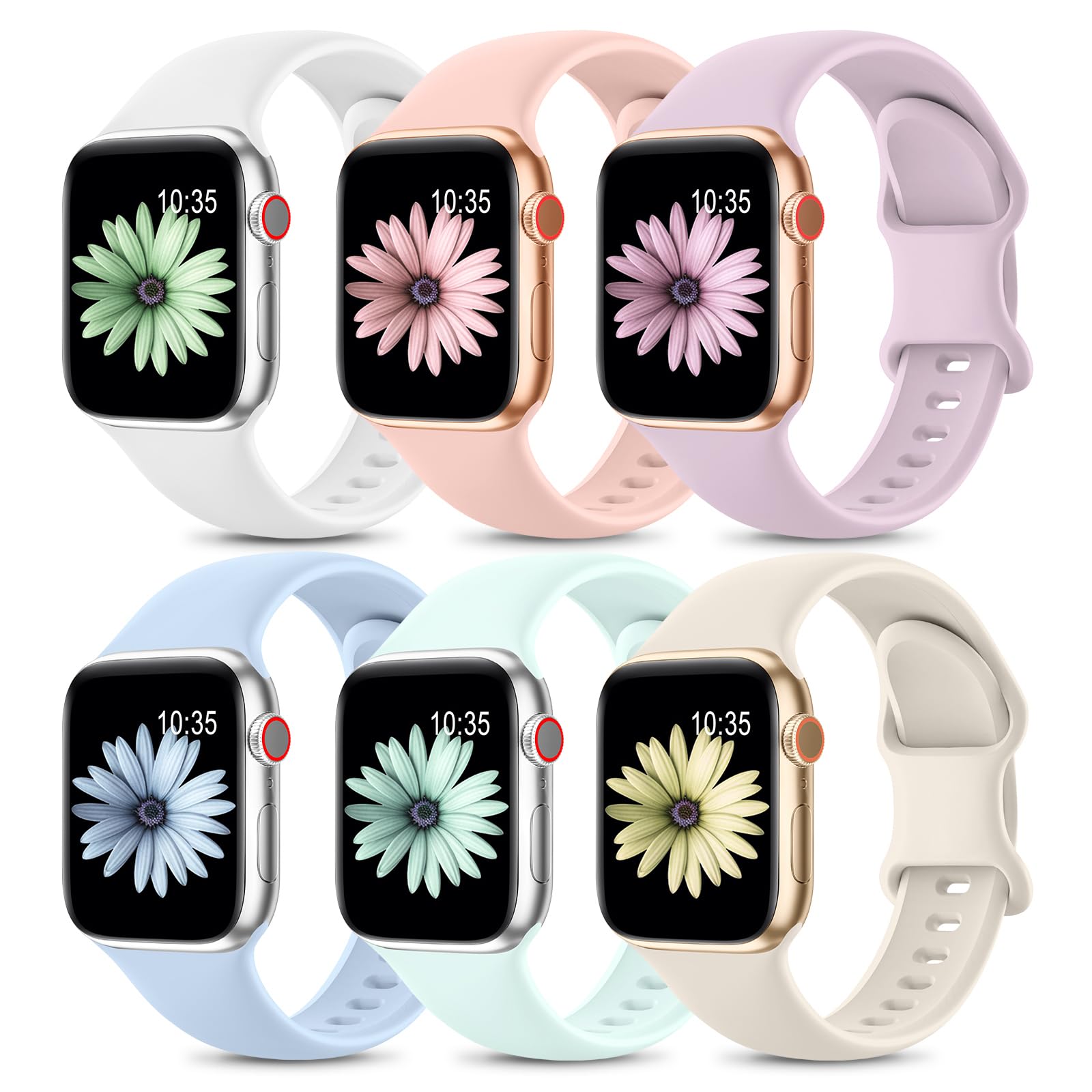 Higgs 6 Pezzi Cinturino Silicone Compatibile con Cinturino Apple Watch 40mm 41mm 38mm 42mm 44mm 45mm 46mm 49mm Donna Uomo, Cinturini Sportivo Silicone Morbido per iWatch Series SE 9 8 7 6 5 4 3 2 1