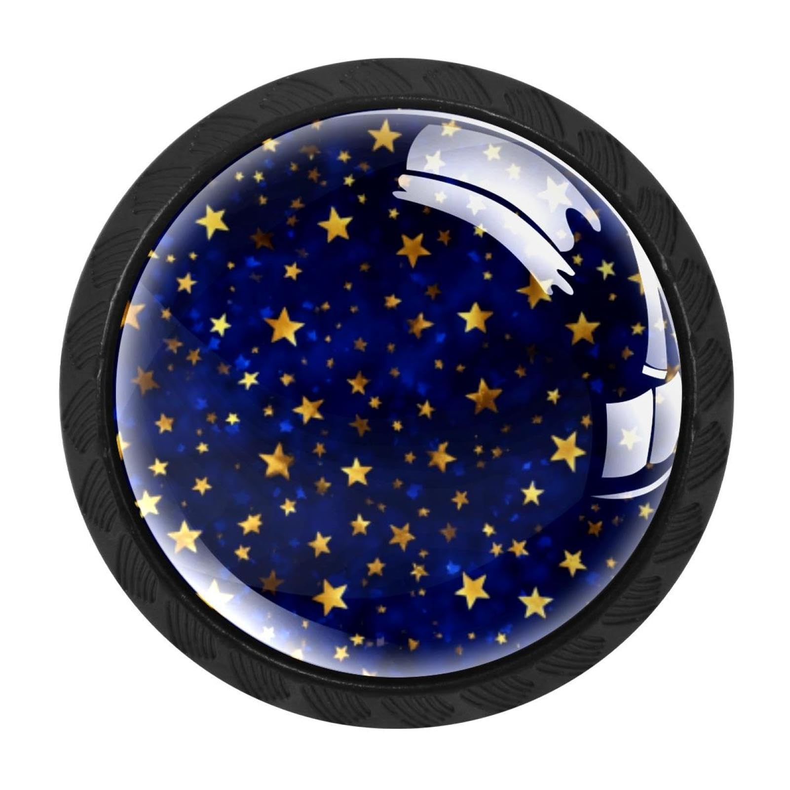 CHENZZZZ 4 Pieces Golden Stars Pattern Blue Drawer Knobs, 35mm Black Cabinet Knobs, Drawer Pulls and Knobs, Dresser Drawer Knobs, Cabinet Hardware Kitchen Cabinet Knobs