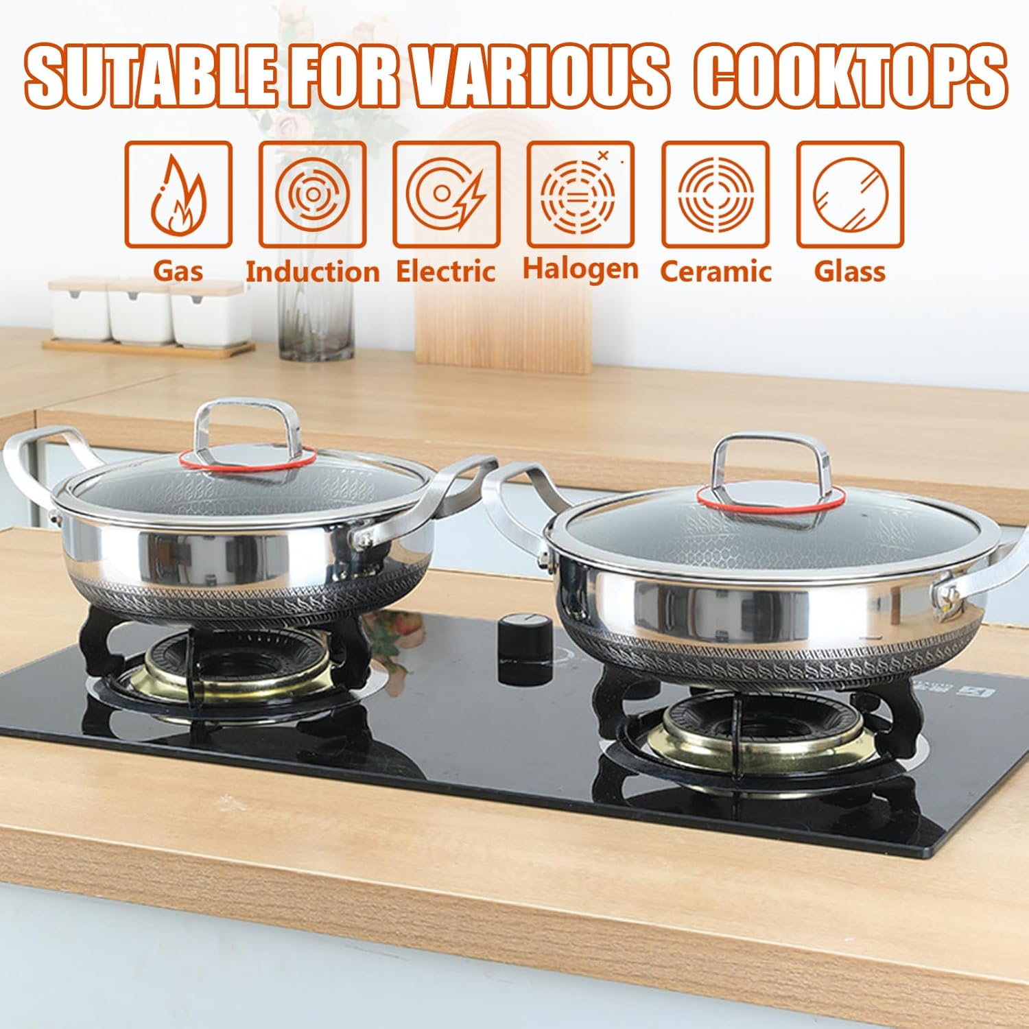 Hybrid Stainless Steel Non-stick Saute Pan With Lid, Induction-compatible Large Skillet, Dishwasher & Oven Safe, Perfect For Professional Chefs One Color 10.24IN