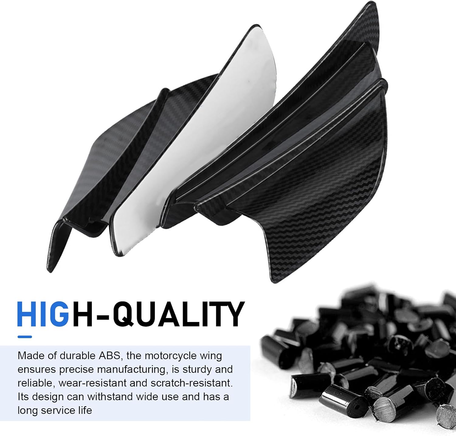 2 PCS Motorcycle Fairing Wings, Carbon Fiber Side Spoiler, Self-Adhesive ABS Aerodynamic Wing, Fashion Air Deflectors Fairing Winglets Modified, Universal Accessories for Motorcycle Scooters