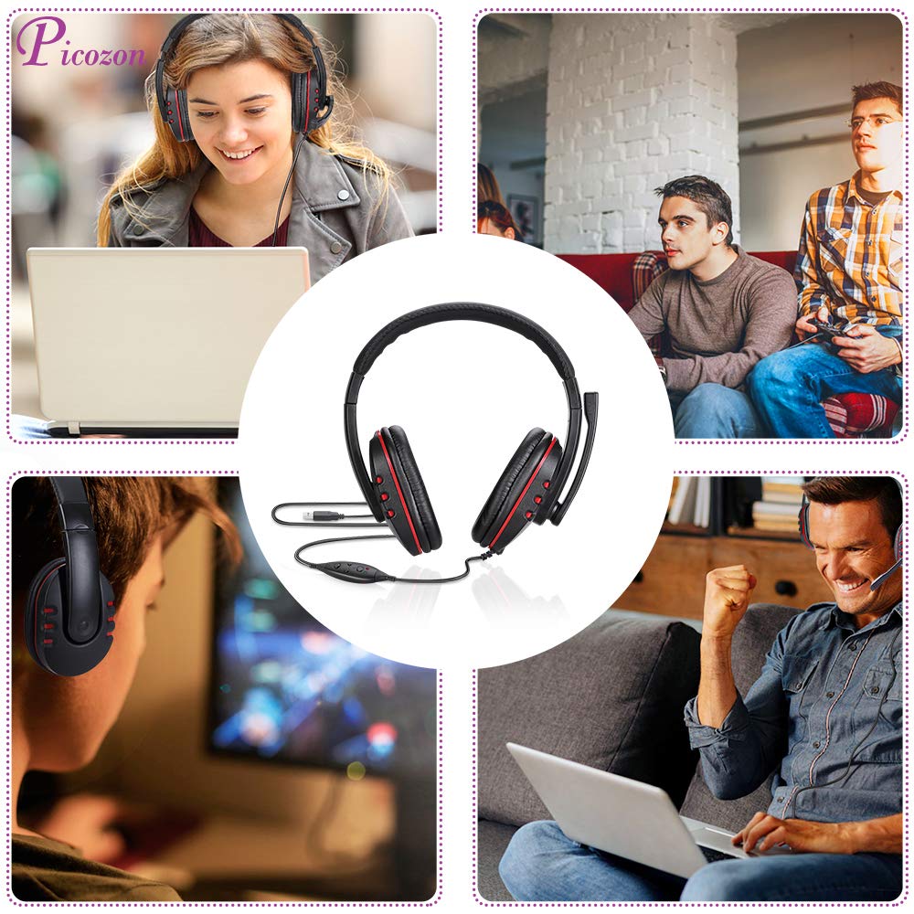 Picozon USB Plug Gaming Headset Headphone with Microphone for PS4, PlayStation Vita, Mac, Laptop, Tablet, Computer, Mobile Phones 4
