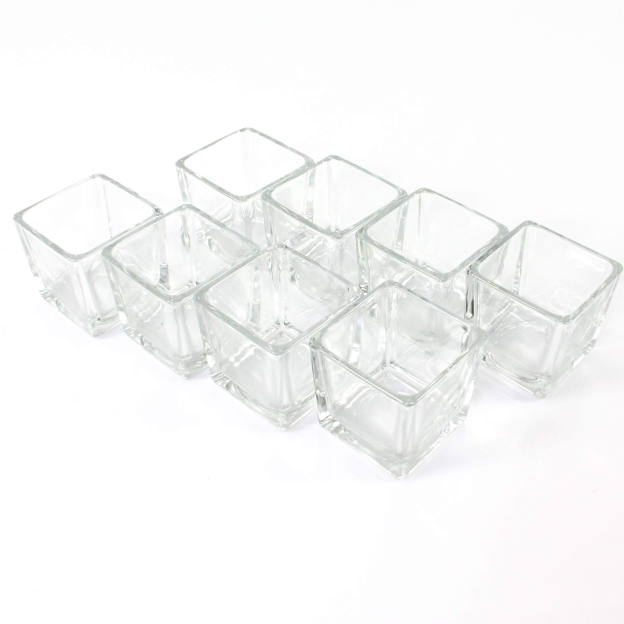 INNA-Glas 8 x Piccolo portacandela/Bicchiere cubico Kim, Trasparente, 6x6x6cm - Set portacandela/Bicchieri Decorativi