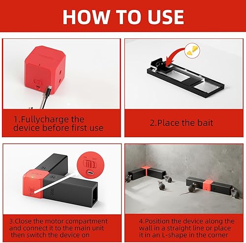 Miniatura 6 de Trampa eléctrica para ratones para ratones, trampas para ratas en interiores para hogares con doble canal, exterminador de ratones con alto voltaje