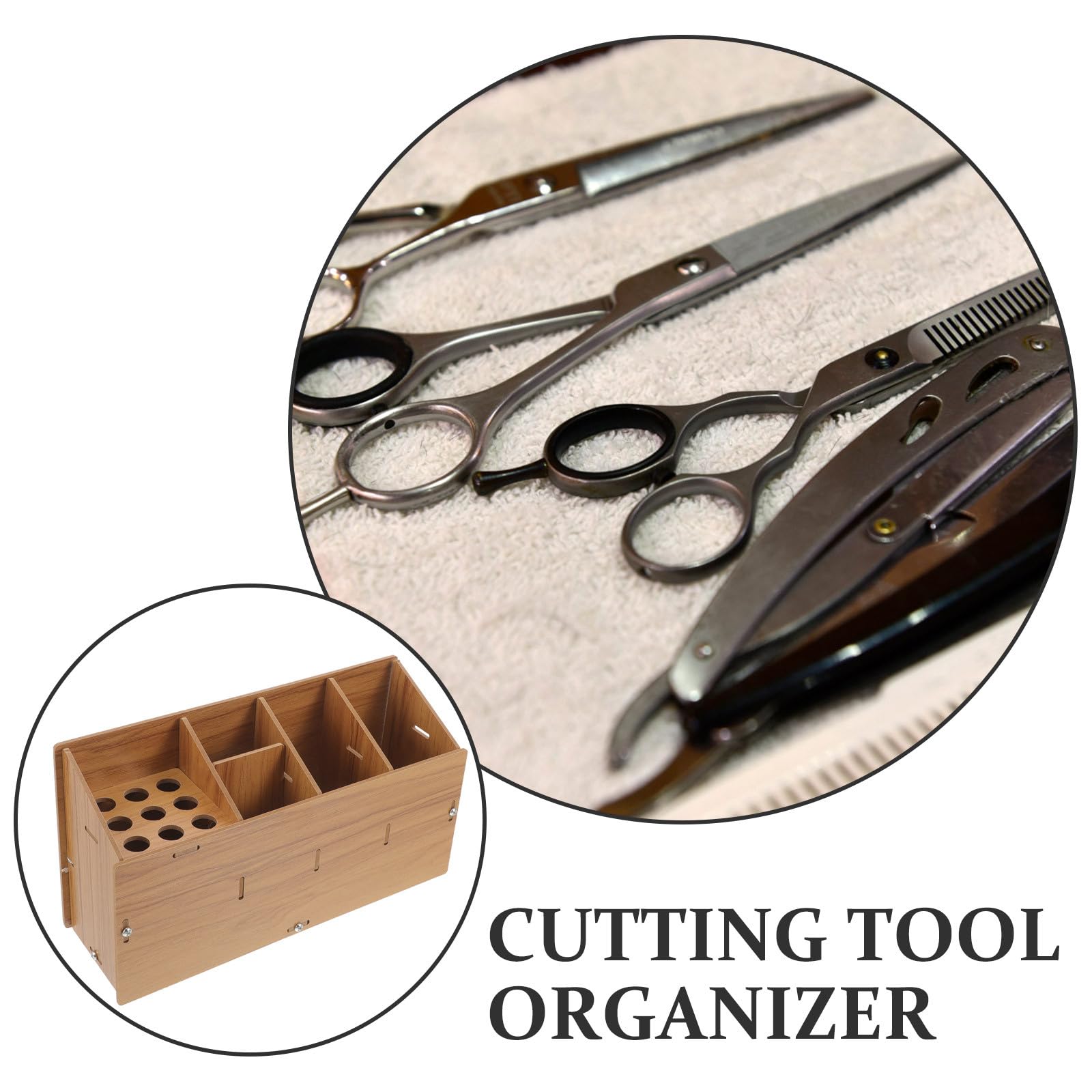 Organizer Soluzione Versatile per Strumenti da Parrucchiere in Legno Design Creativo Porta Forbici e Pettini e Spazio Desktop Ottimizzato per Uso Professionale