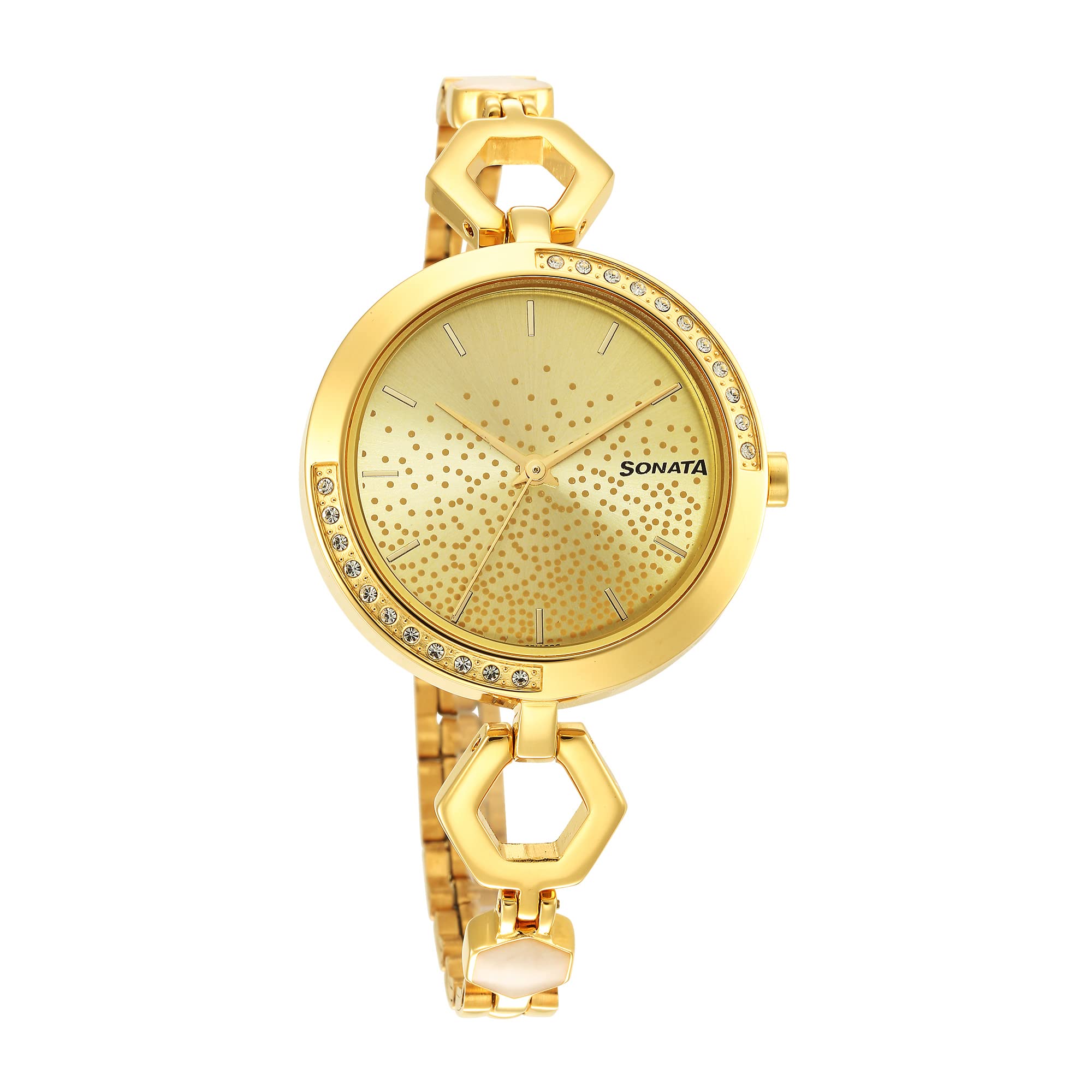 Sonata Utsav Champagne Dial Yellow Bi Metal Strap Watch for Women-NR8184YM02 (B09ZPKHHMB) Amazon Price History, Amazon Price Tracker
