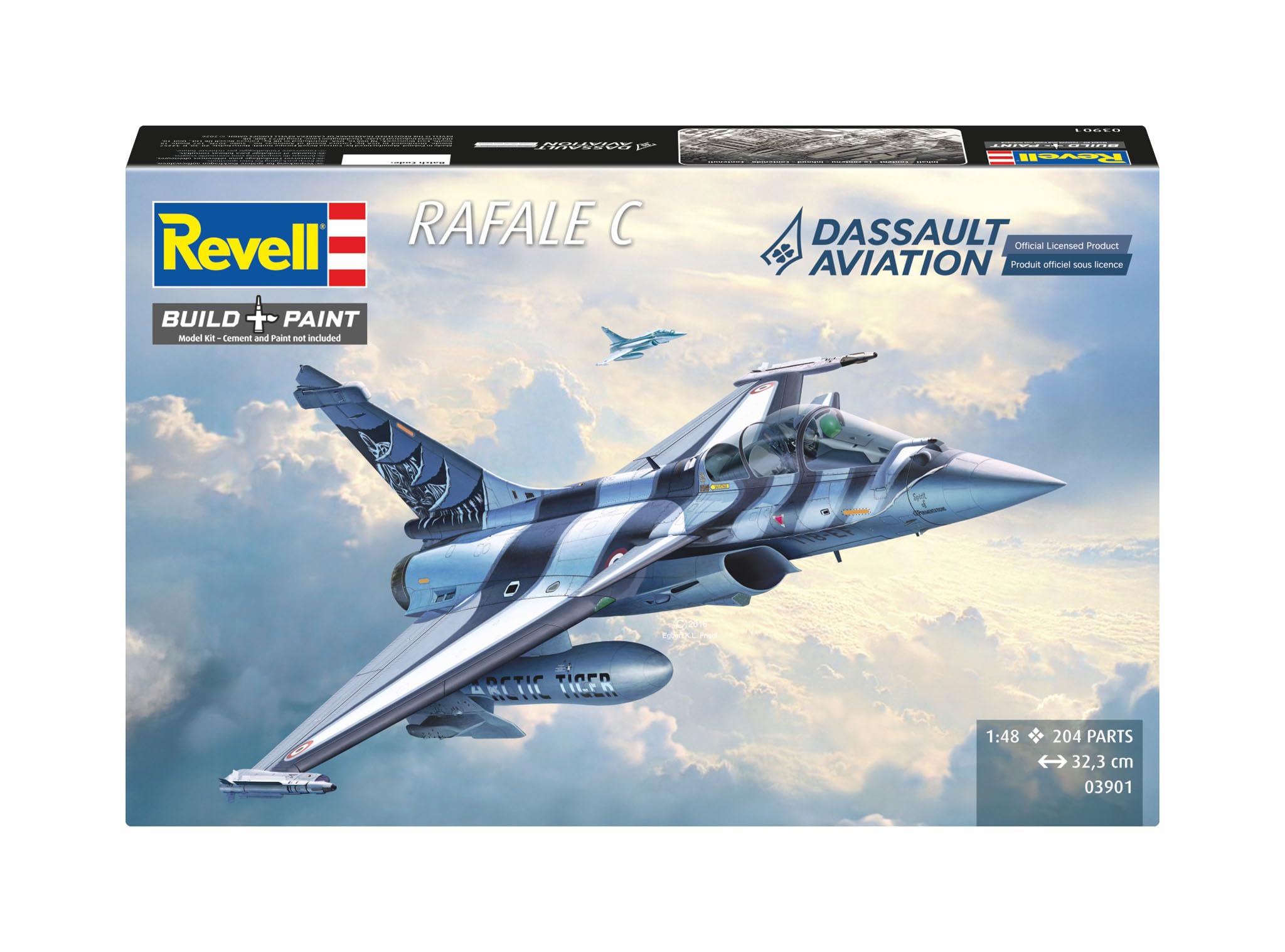 Revell RV03901 - Modellino Dassault Aviation Rafale C, aereo in scala 1:48, livello 4, riproduzione fedele all'originale con molti dettagli, 3901