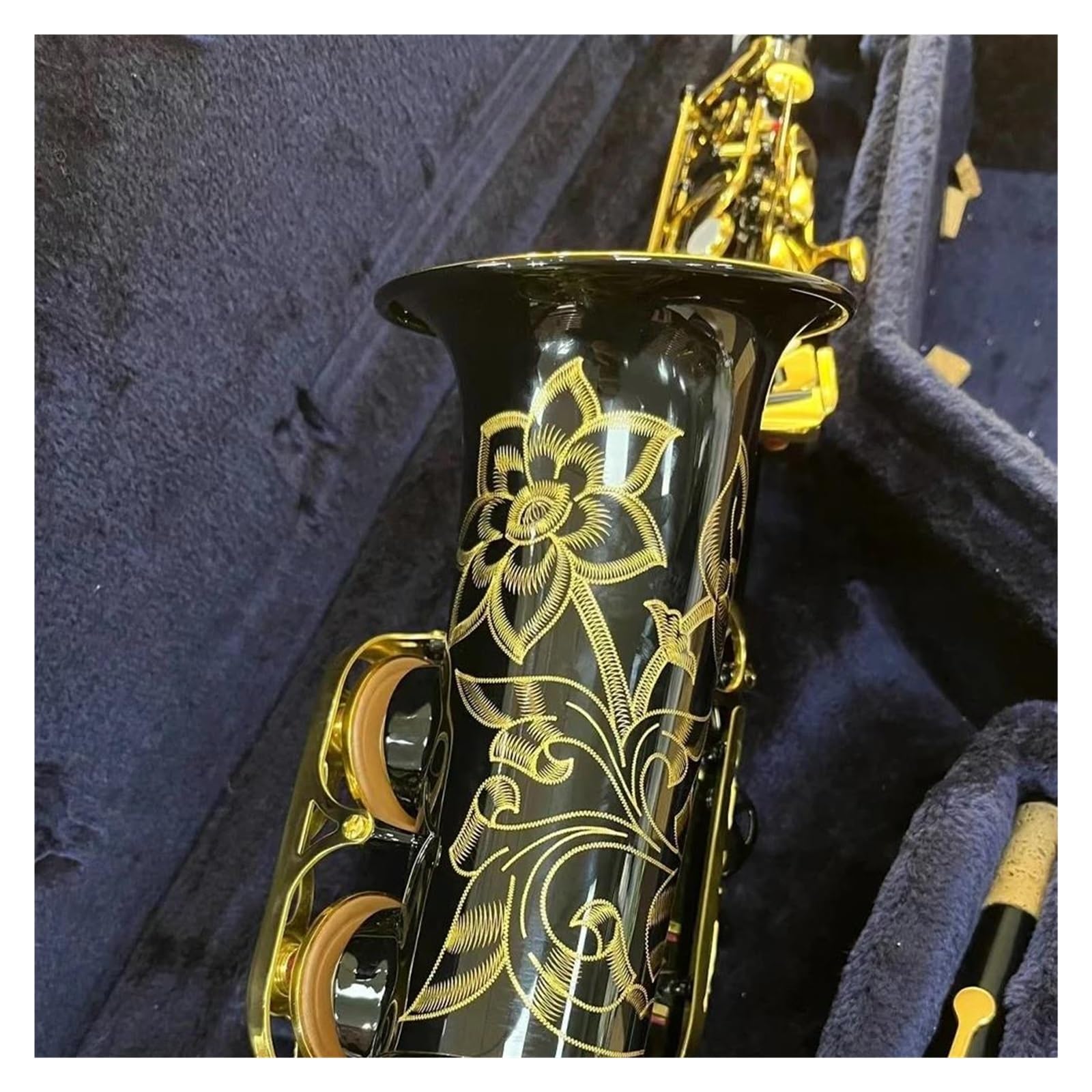 Saxofón Saxofón Alto Mi Bemol Negro Níquel Oro Alto Uno A Uno Instrumento De Jazz Tallado Con Estuche (Color : Leather case)