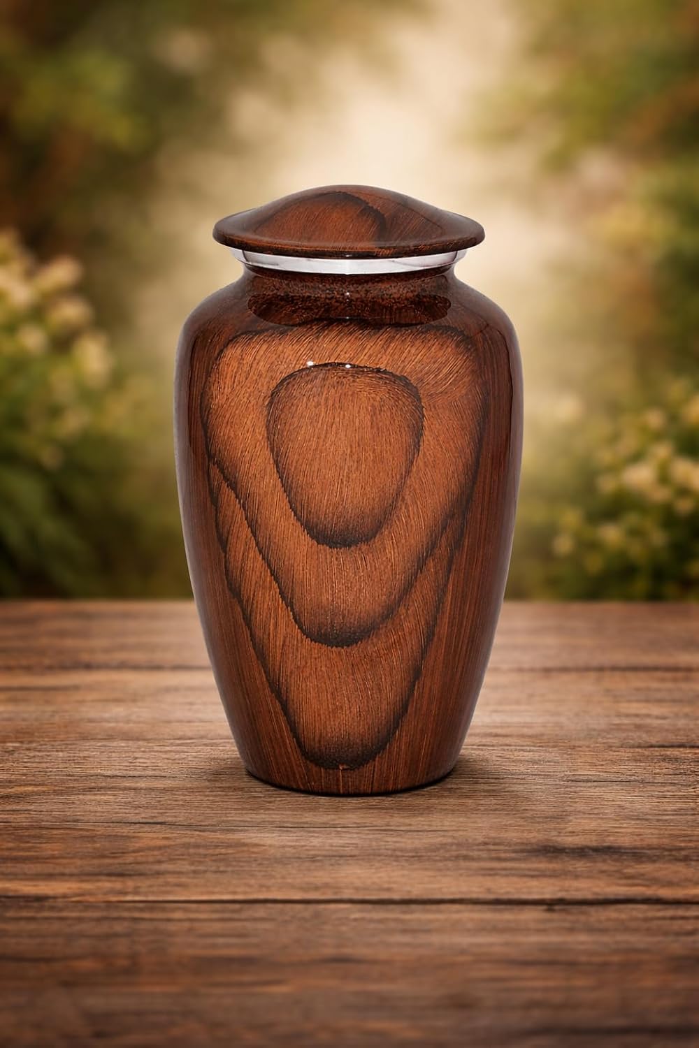 Bold & Divine Wood Grain Cremation Urn for Human Ashes - Elegant Large Memorial Cremation Urn for Human Ashes - Perfect Tribute for Loved Ones - Male Female Man or Woman (Red Cherry Wood, Large)