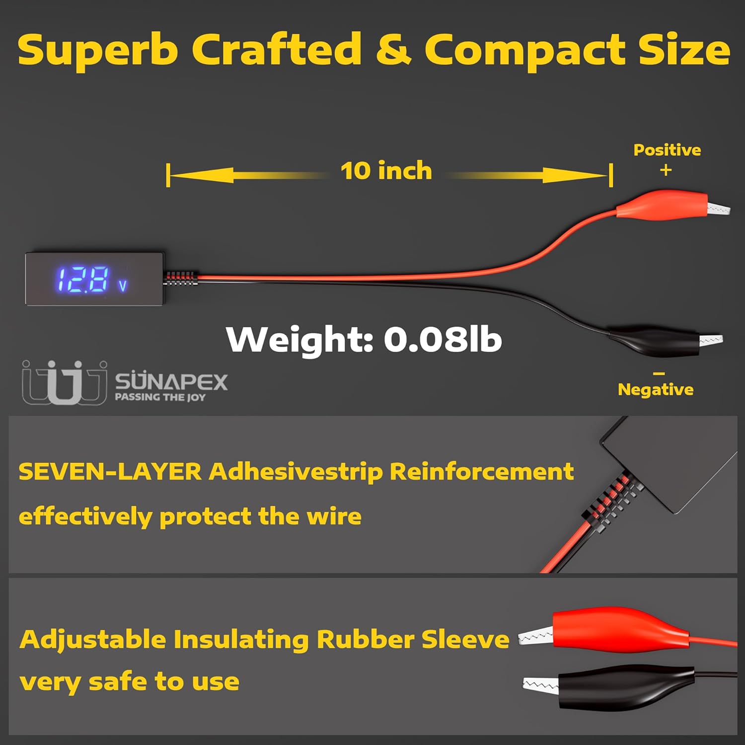 SUNAPEX 20W Solar Panel with Battery Voltage Tester