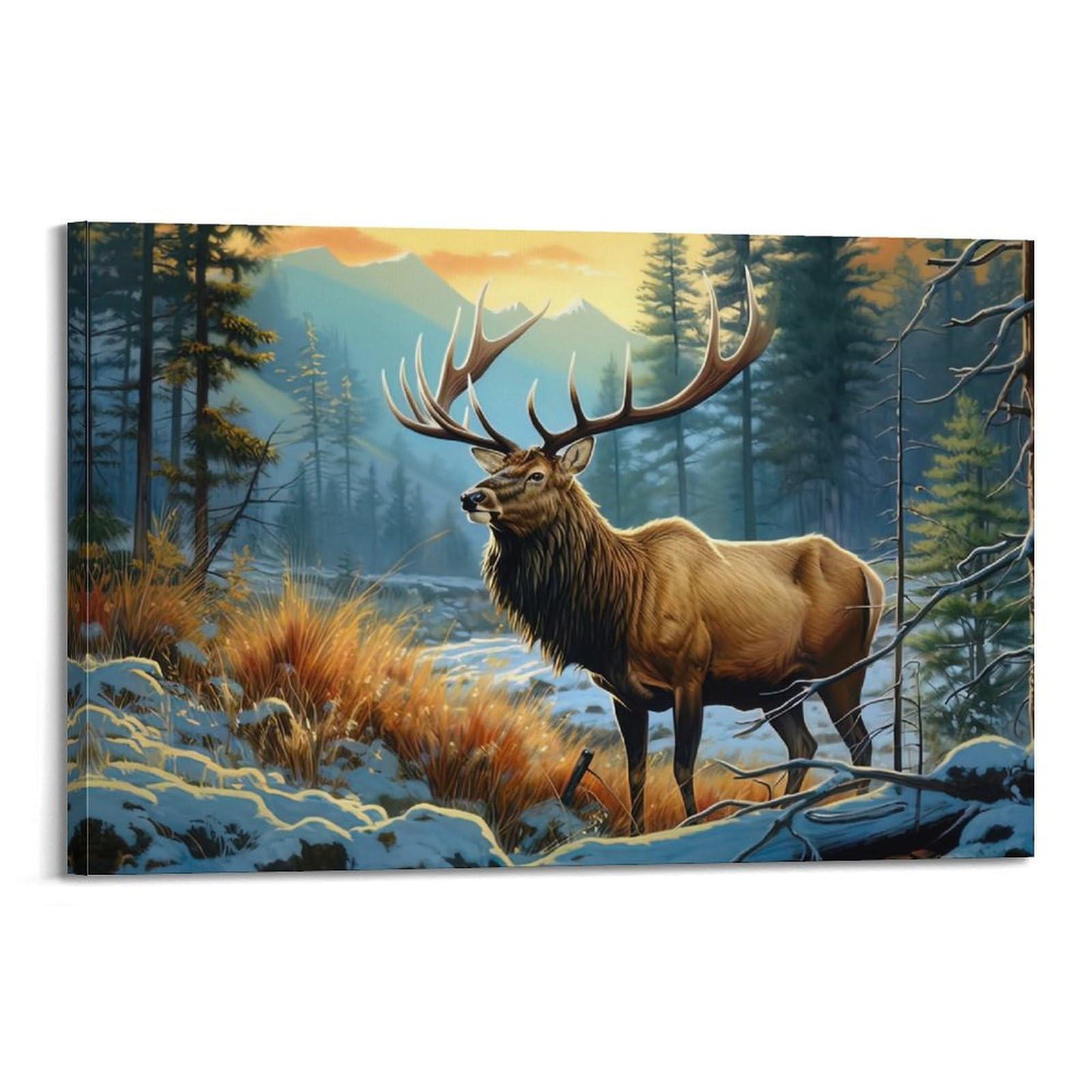 ZSZWHJ Animal Artwork Poster Elk in The Forest Poster Decorative Painting Canvas Wall Posters And Art Picture Print Modern Family Bedroom Decor Posters 20x30inch(50x75cm)