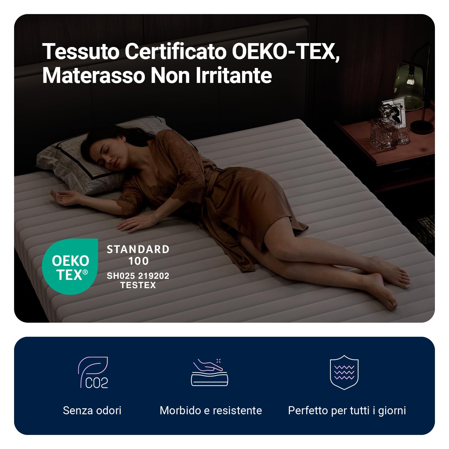 Avenco Materasso Singolo 80x190 cm, Altezza 14 cm, Schiuma Ondulata in Fibra di Bambù a 7 Zone, Traspirante e Ortopedico, Fodera Sfoderabile e Lavabile