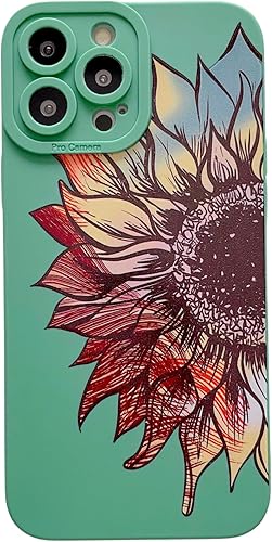 LY&SASIF Funda de teléfono para iPhone 13 Pro Max para mujeres y niñas, bonito diseño floral estético, diseño floral, girasol, diseño bohemio, funda