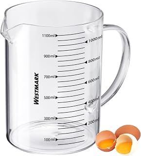 Westmark Glass Measuring Jug - Ideal For Measuring Ingredients When Baking And Cooking, Microwave Safe, Temperature Resistant, Ergonomic Handle - 1.1 Liter