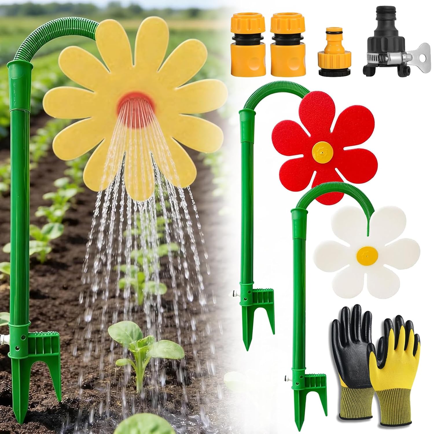 Crazy Daisy Sprinkler, 360° Rotating Automatic Garden Sprinkler Toy, Crazy Dancing Flower Water Sprinkler for Yard Lawn Watering, Kids Dogs Outdoor Summer Play, Easy Install (A)
