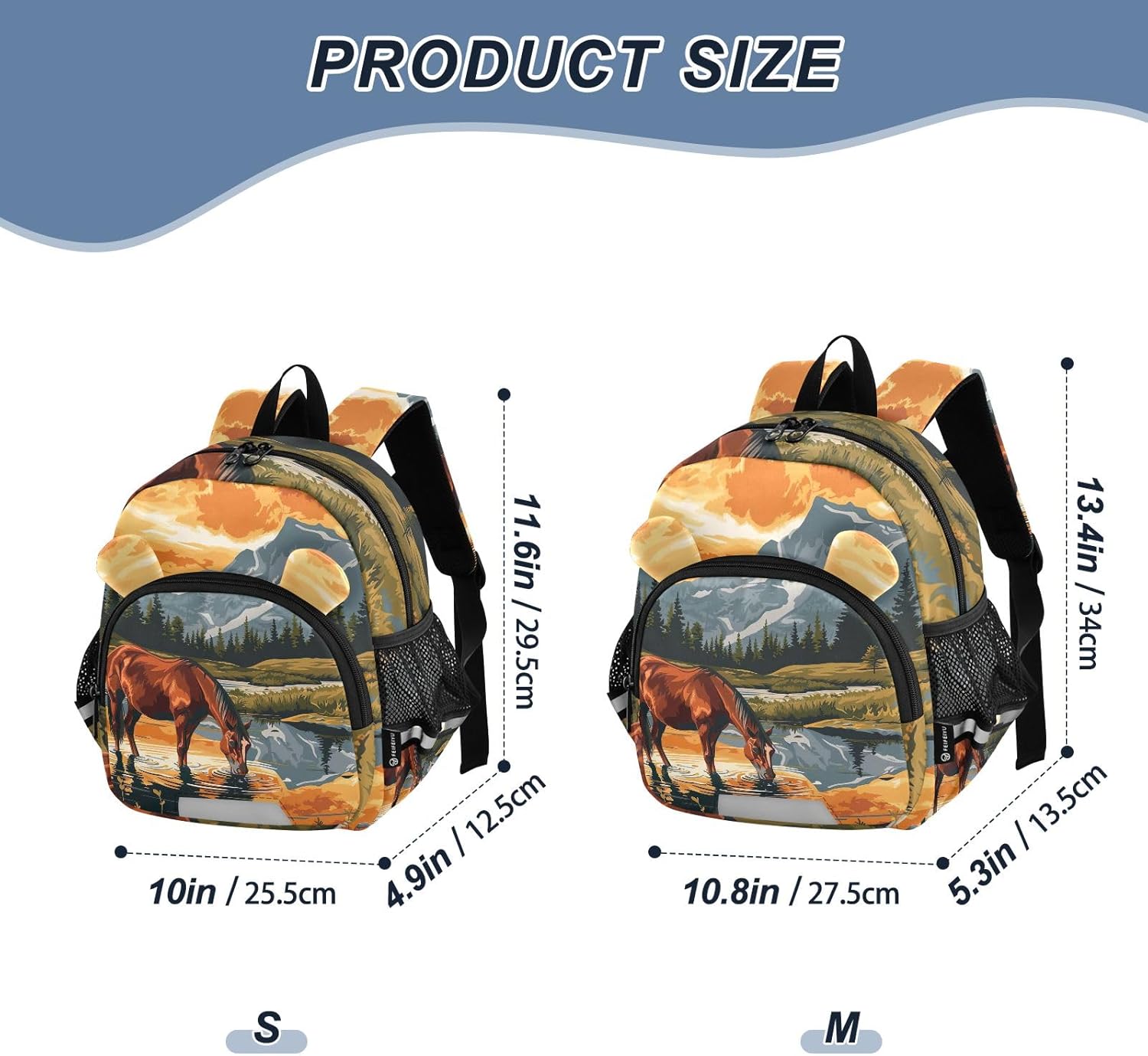 CHIFIGNO Vintage Brown Horse Toddler Boy Backpack with Leash, Kids School Backpacks Preschool Kindergarten Backpacks, Mini Travel Book Bag