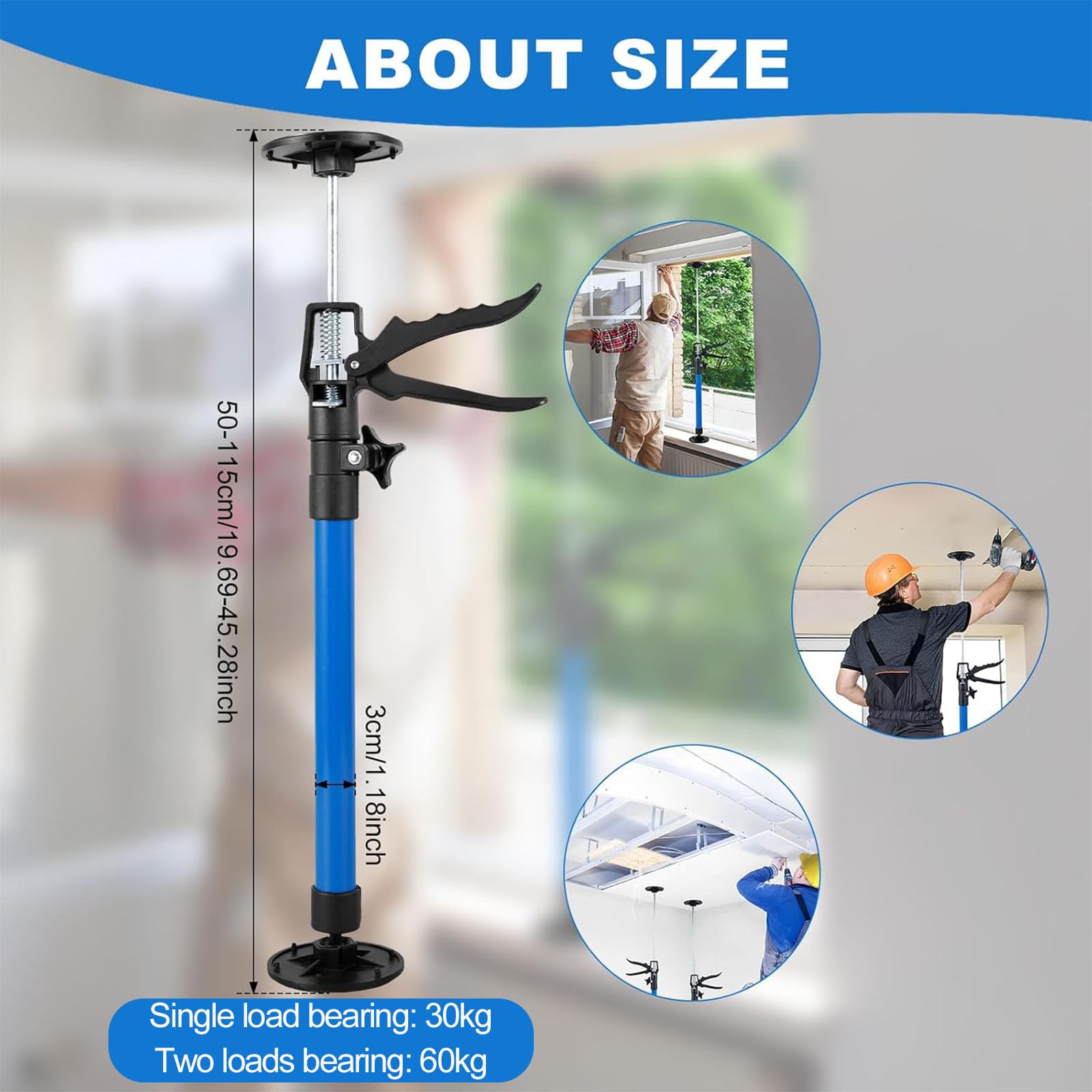 2 x Varilla Telescó de Soporte Rápido,Techo Tensor Puntal de Expansión Telescópico Soporte,Puntal Telescó Pico de Marco con Capacidad de 30 kg