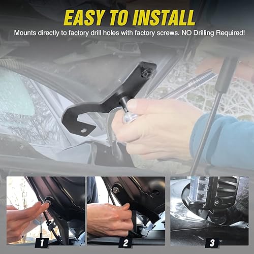 Miniatura 4 de Nilight Soporte de luz de zanja, bisagras de capó, kit de soporte de montaje para luz LED auxiliar todoterreno para luz de trabajo en Toyota 4Runner