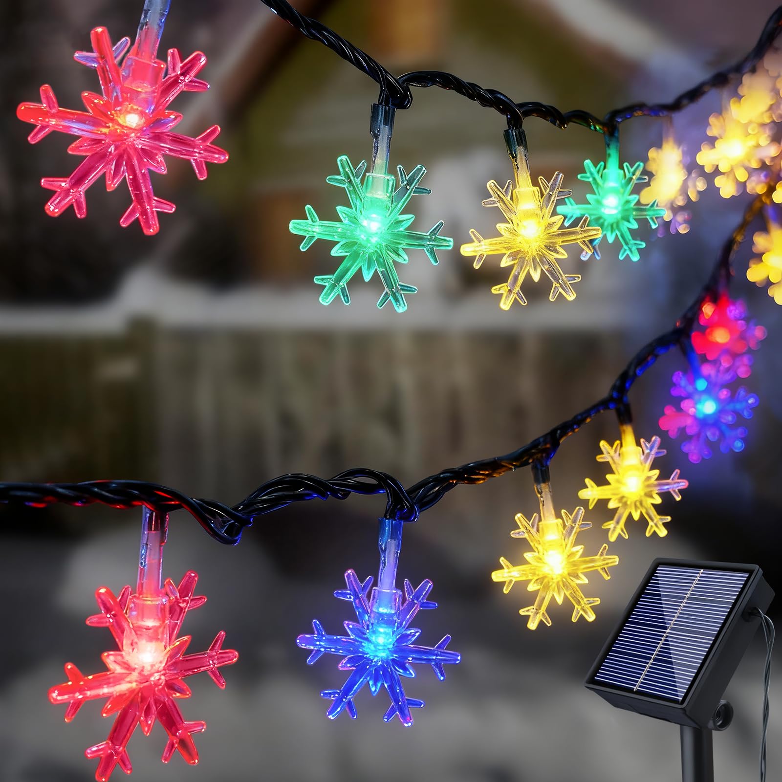 Guirlande Lumineuse Solaire Exterieur - 12 M, 100 LED, étanche - 8 Modes, Automatique - Pour Jardin, Noël, Cour - Bleu