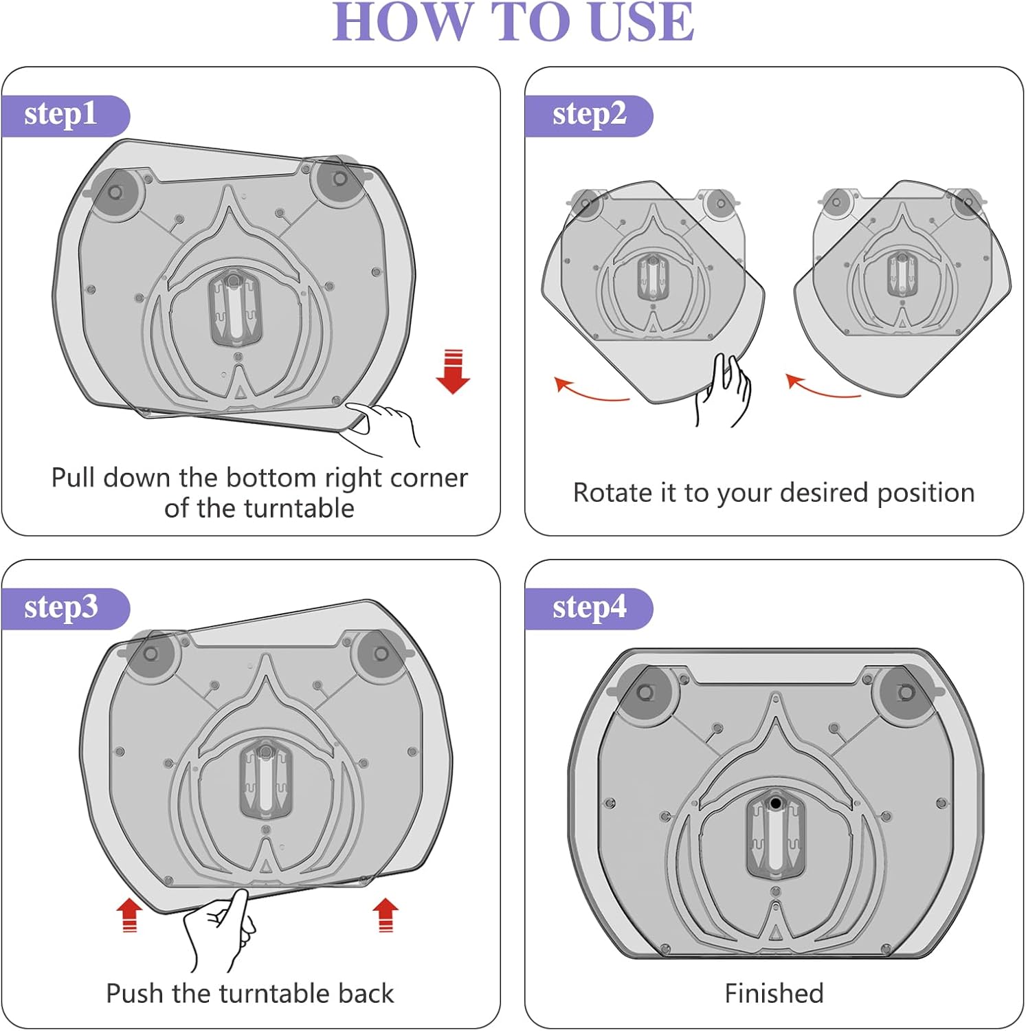 Incostar 360° Rotating Lazy Susan Turntable - Multifunctional Rectangular Organizer for Refrigerator, Cabinet, Pantry, and Kitchen Countertop (15.2" x 11.4", 2 Pack)
