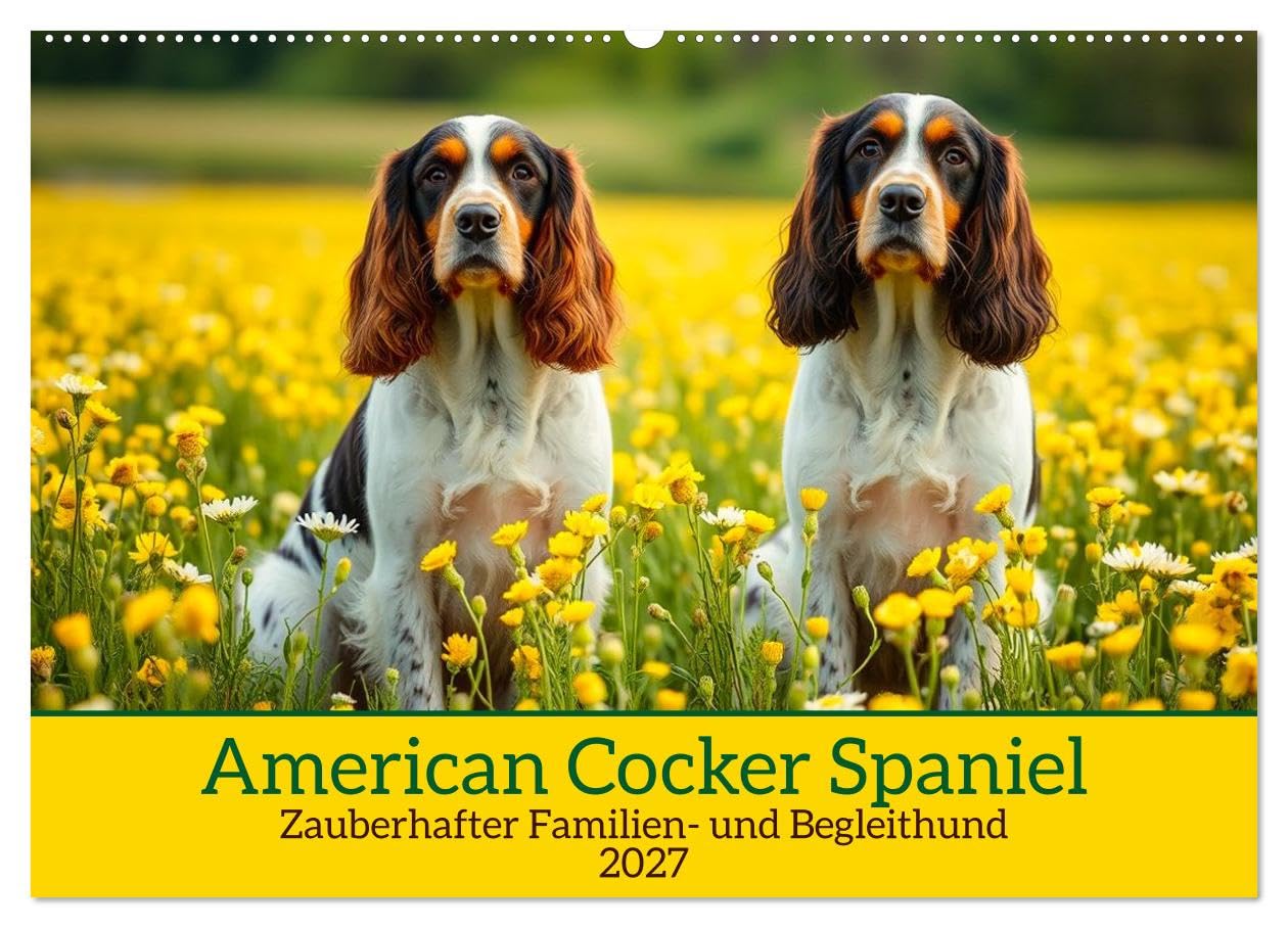 CALVENDO - American Cocker Spaniel (Wandkalender 2027 DIN A2 quer), Monatskalender: Zauberhafter Familien-und Begleithund
