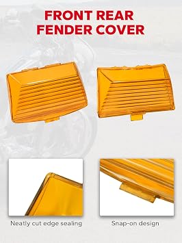 Amazicha Orange Front Rear LED Fender Tips Lights Mud Guards Covers Lens Compatible with Harley Davidson Electra Glide Road King Heritage Softail