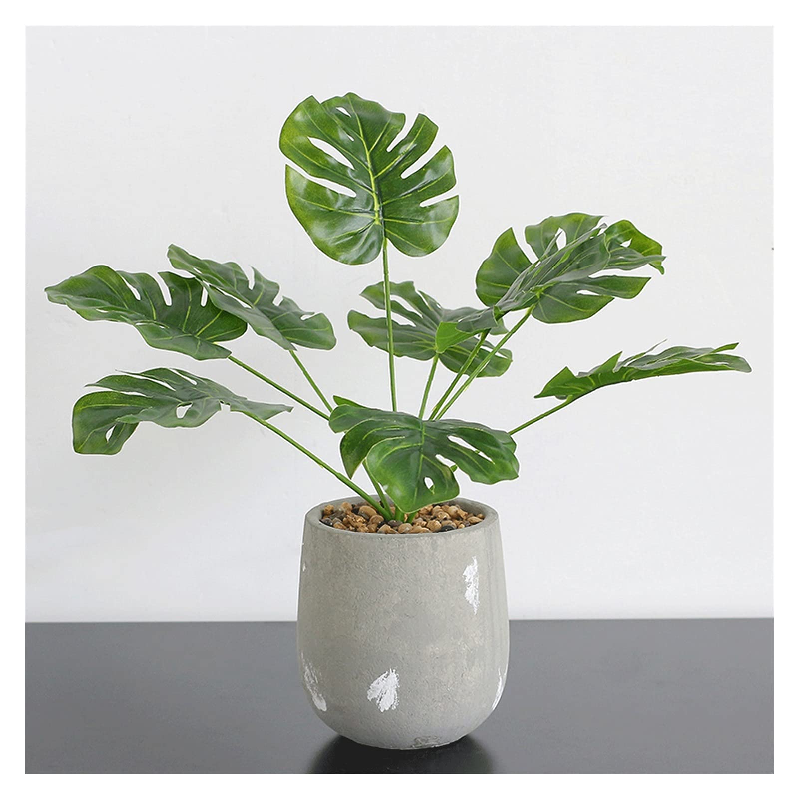Artificielle Bonsaï 14inch Artificielle Petite Monstera Plante, Faux Plantes réalistes Arbre for Terrace Beach Theme Theme Décoration Plante Artificielles