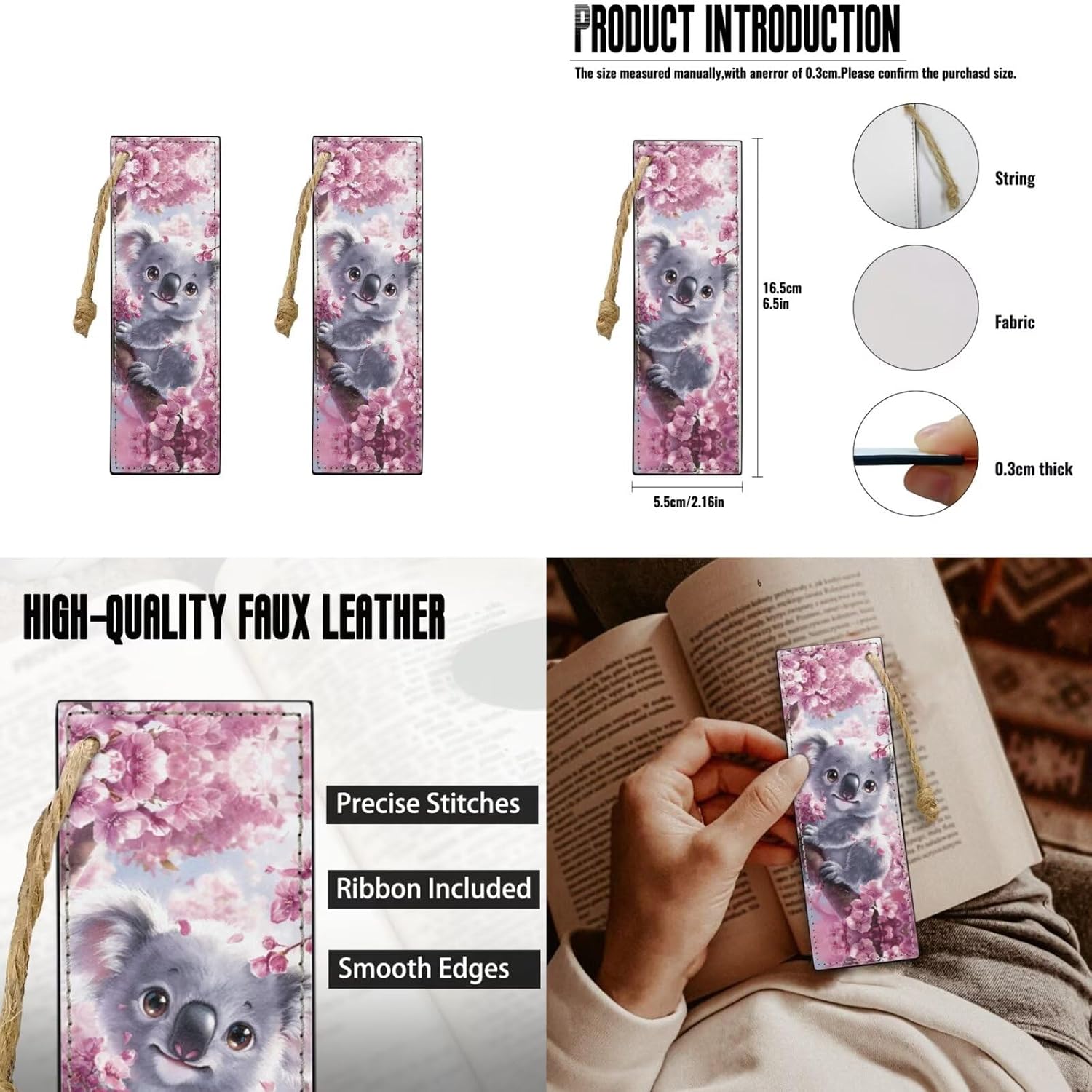 BIGCARJOB Koala School Bags for Girls Backpack Thermal Lunch Box Back to School Pencil Holder Leather Bookmark Water Bottle Carrier for Kids 8-15 Year School Bookbags Set for Elementary