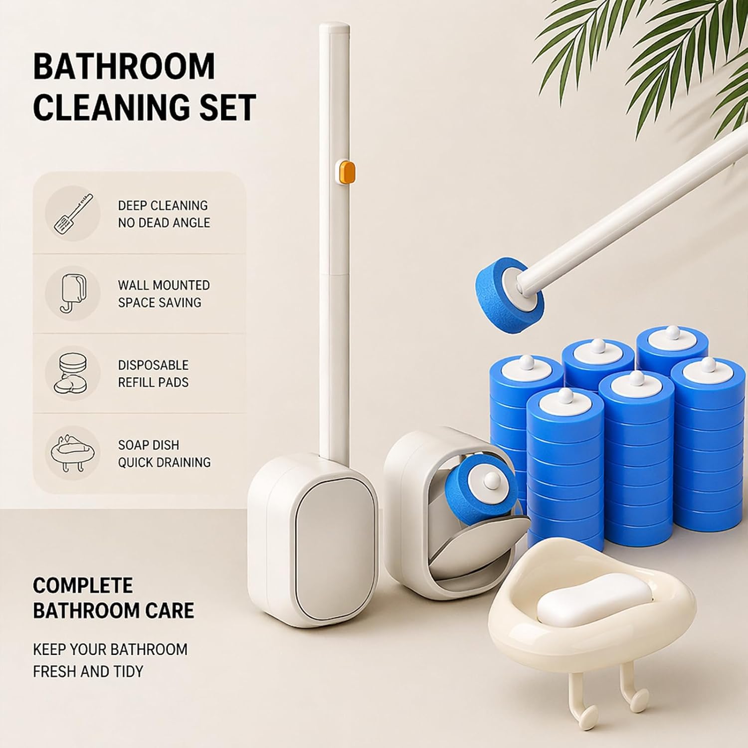 Bathroom Cleaning Combo - Toilet Brush - Paper Holder - Soap Box Storage image 3