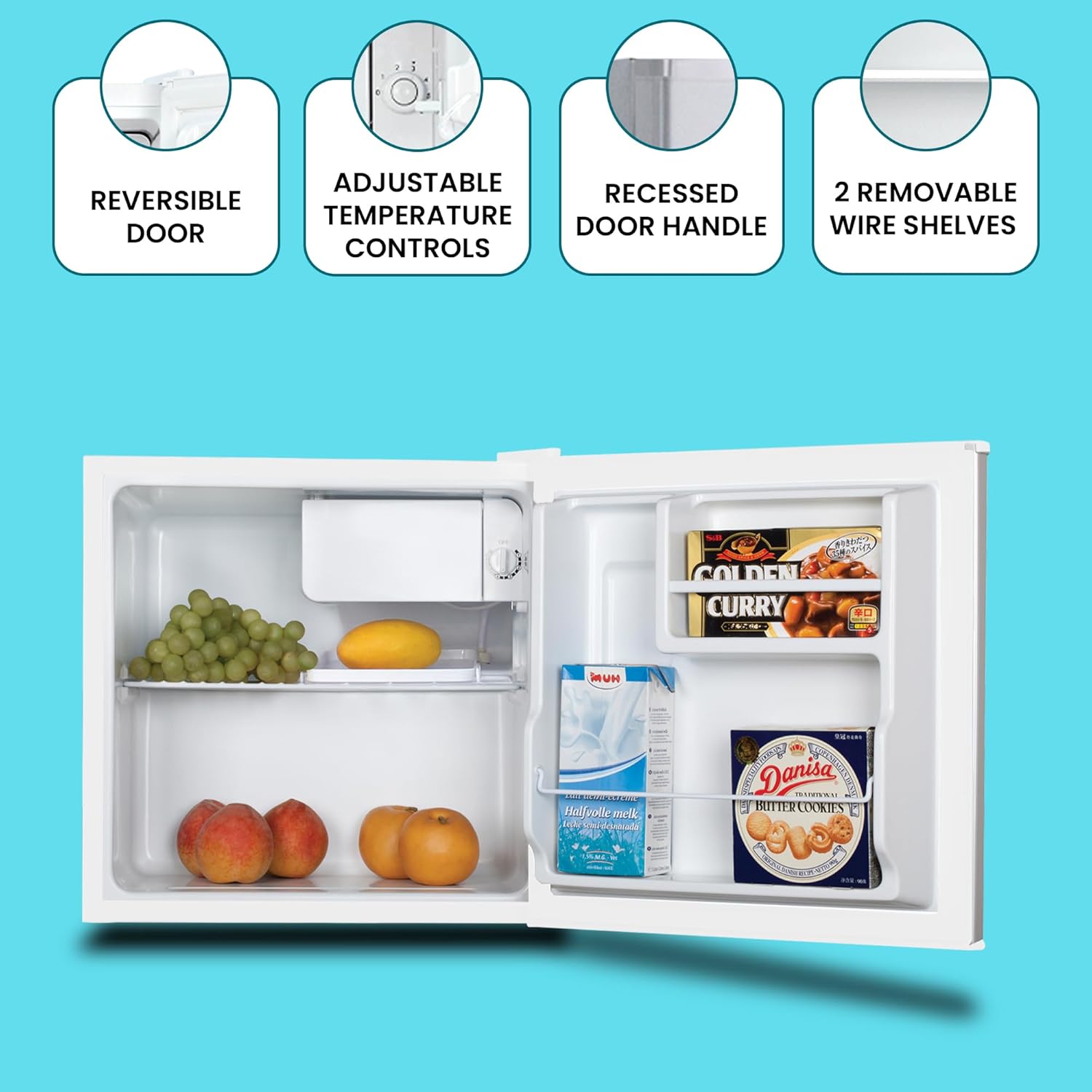 Koolatron 1.7 Cu Ft Compact Fridge + 700W Microwave Combo: Includes White Flat Back Countertop Fridge/Freezer + Total Chef 0.7 Cu Ft Stainless Steel Touch Control Microwave, Student Dorm Room, Office