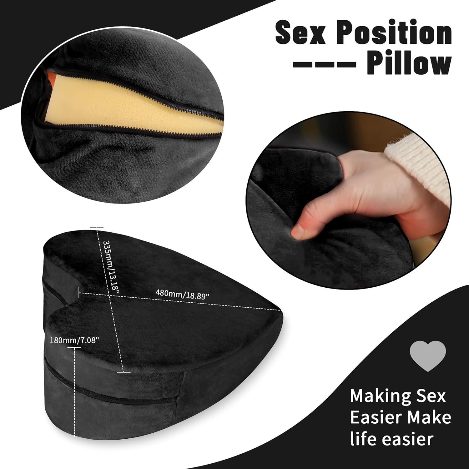 Sex Pillow Foam Heart Pillow Sex Position Pillow for Adults Sex Cushion Sex Furniture for Bedroom Couples Sex Toys