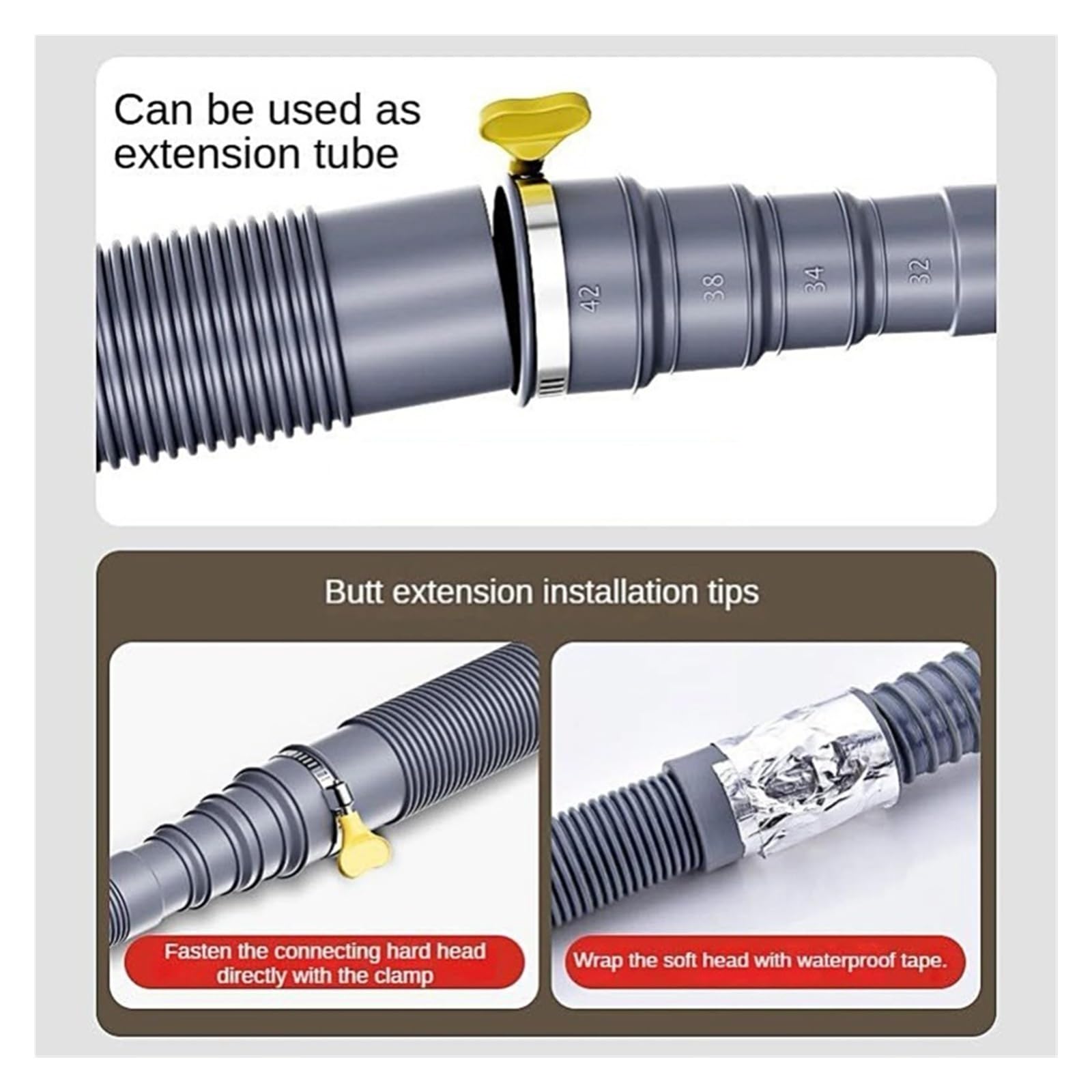 Extensión De Manguera De Drenaje De 3m/4m/5m for Lavadora, Kit Universal for Lavavajillas Con Enchufe Fijo, Manguera for Lavadora(5m)
