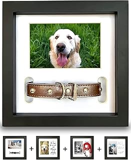 PAWCEPTIVE Dog Memorial Picture Frame with 5 Display Options- Dog Collar Memorial Frame Gift - Cat or Dog Pet Loss Gift for a Grieving Friend - Pet Remembrance Gift and Sympathy Photo Keepsake…